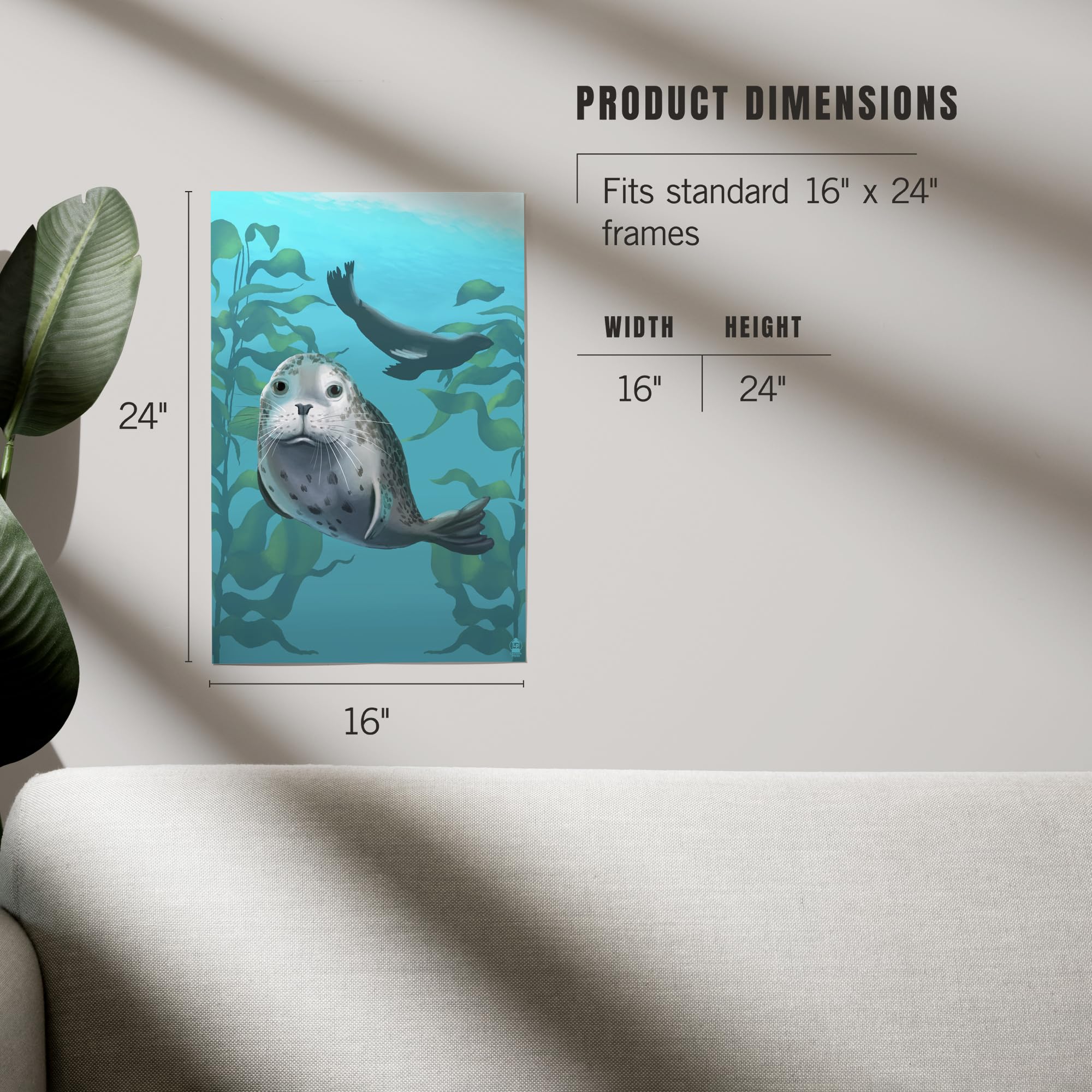 Lantern Press 16x24 Inch Giclee Art Print - Harbor Seals Wall Decor for Living Room, Bedroom & Office | Premium Canvas Painting for Coastal & Nautical Home Decor
