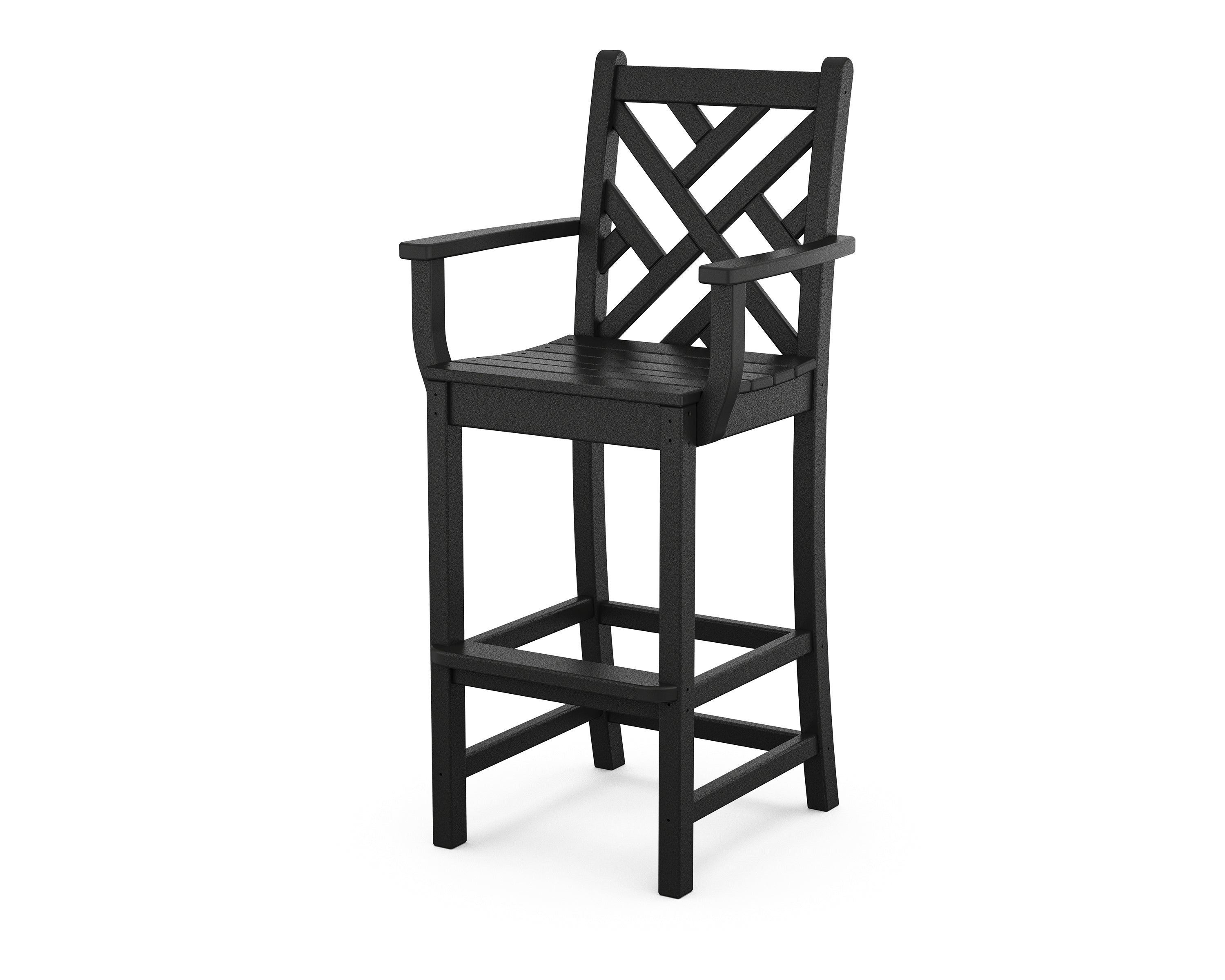 POLYWOOD Chippendale Bar Arm Chair - Outdoor & Indoor Durable Resin Wicker Dining Chair for Patio, Deck, Poolside, and Restaurant Use