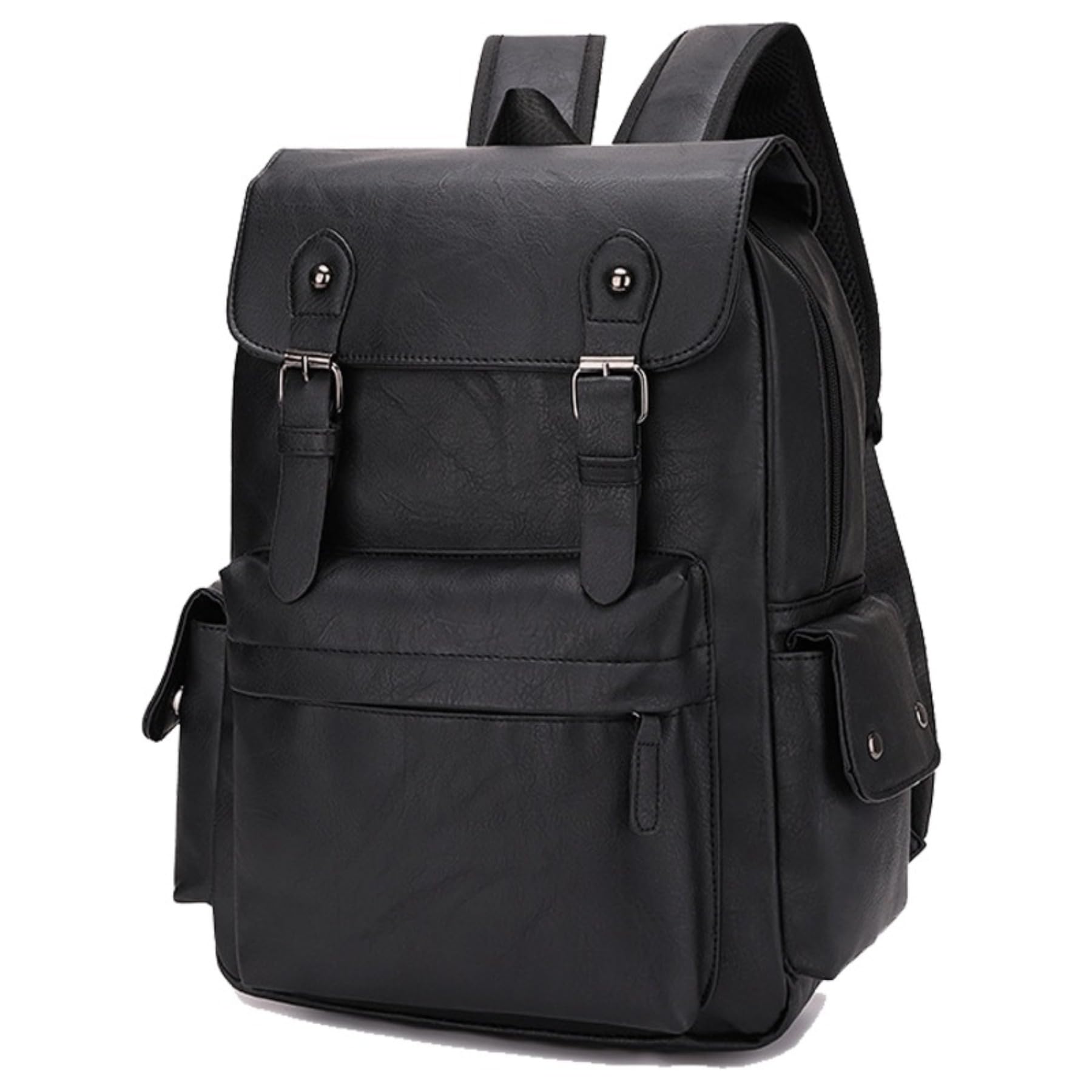 Premium Genuine Leather Backpack for Men & Women - 17 Inch Laptop Business Backpack with Large Capacity - Waterproof Travel Backpack for Work, College, Commuting & Outdoor Adventures (Black)