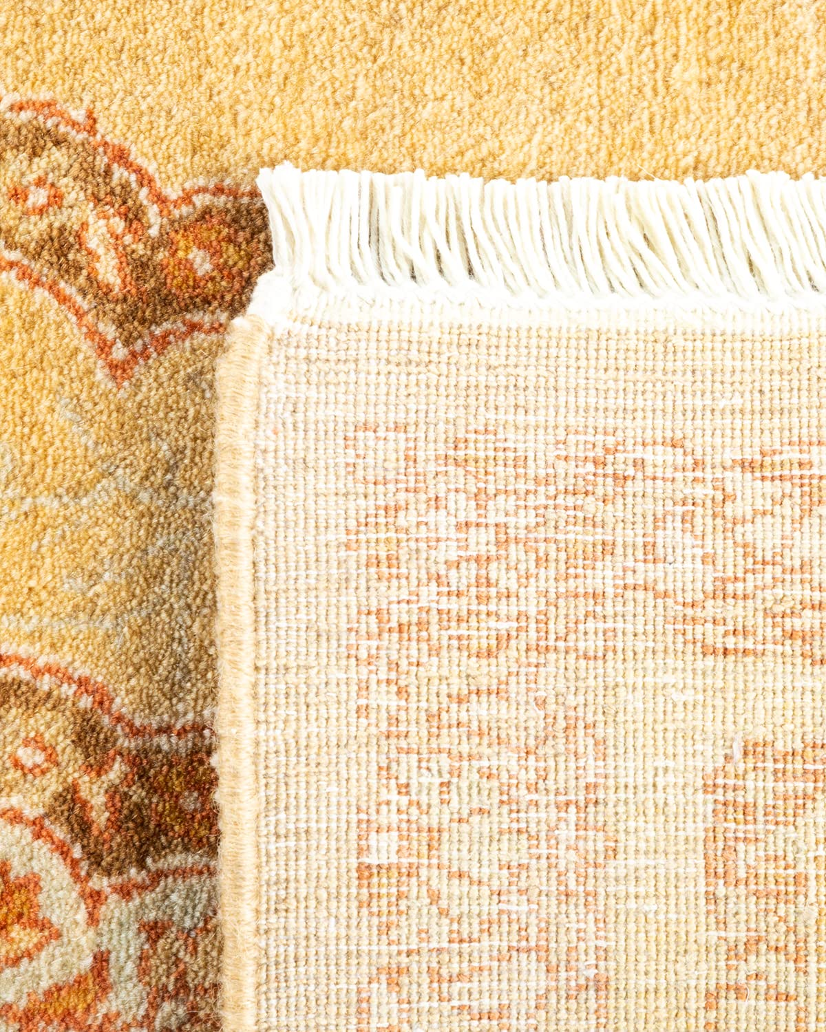 Handmade Wool Oriental Mogul Yellow 4x6 Area Rug - Traditional Hand-Knotted Solo Rugs for Living Room, Bedroom & Dining Room Decor