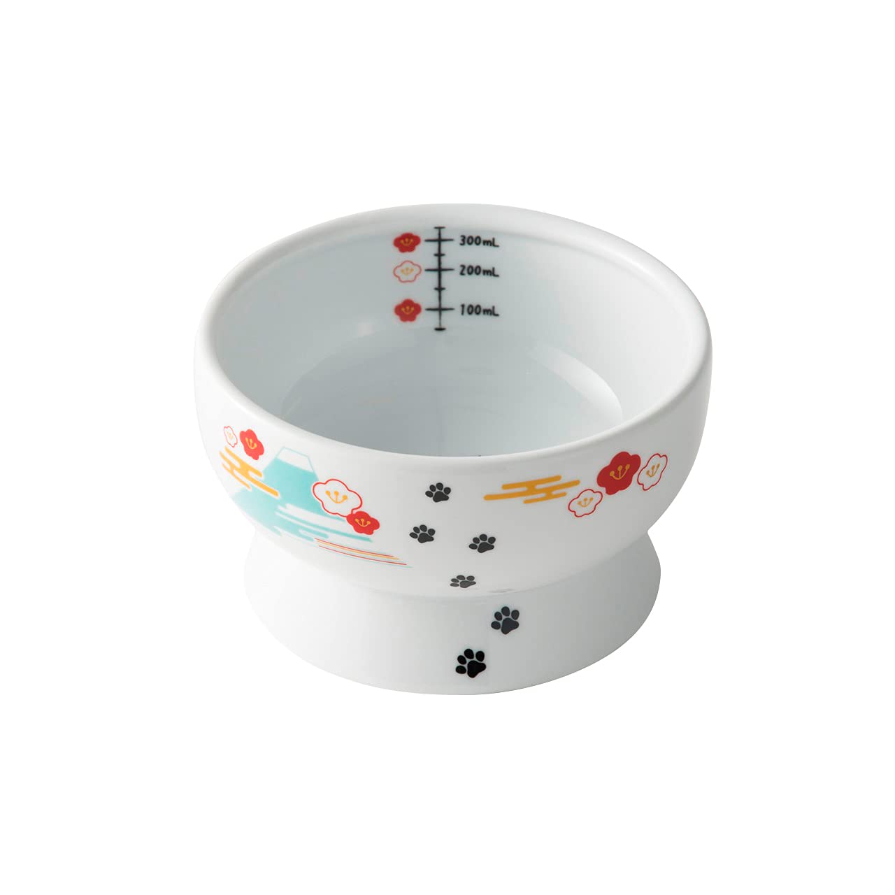 Necoichi Raised Cat Water Bowl with Measurement Lines - Elevated Pet Dish, Dishwasher & Microwave Safe - Fuji Limited Edition - Japan's No.1 Selling Cat Bowl for Healthy Hydration at Home or Office
