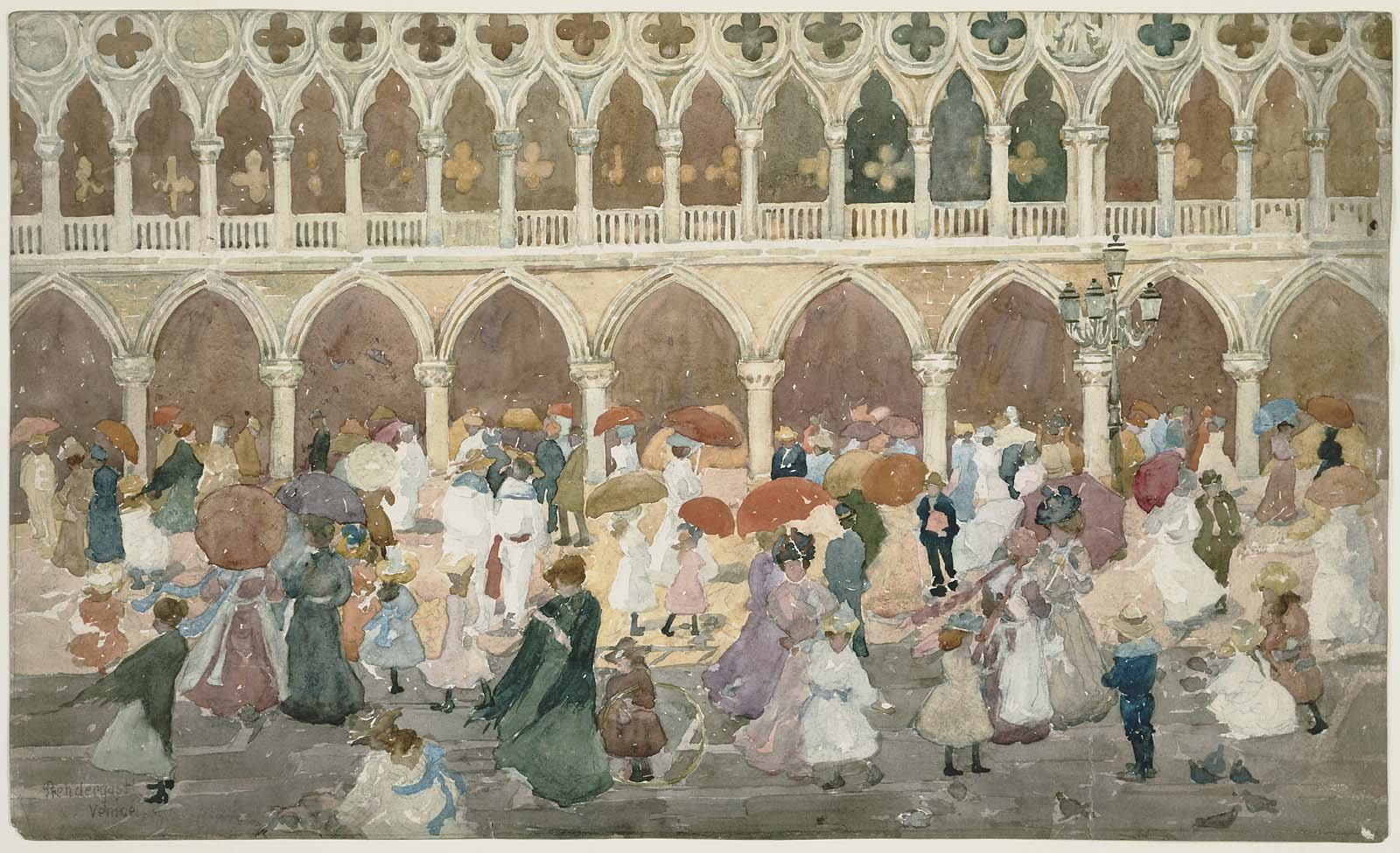 Maurice Brazil Prendergast Sunlight on the Piazzetta Art Print - Impressionist Painting Wall Decor for Living Room, Office & Gallery
