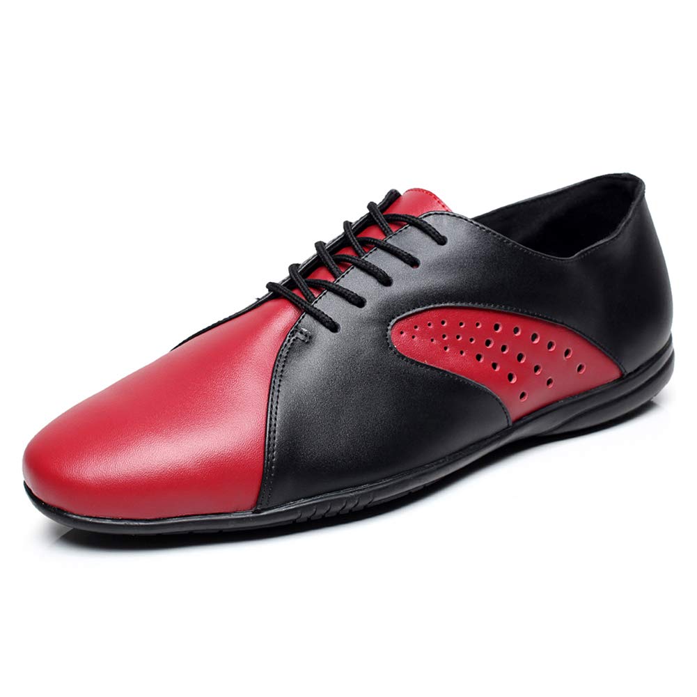 Hipposeus Men's Ballroom Dance Shoes - Red Latin Tango Modern Rumba Social Dance Shoes with Non-Slip Rubber Sole (Model 9017) | Perfect for Professional Performances, Dance Classes & Wedding Events