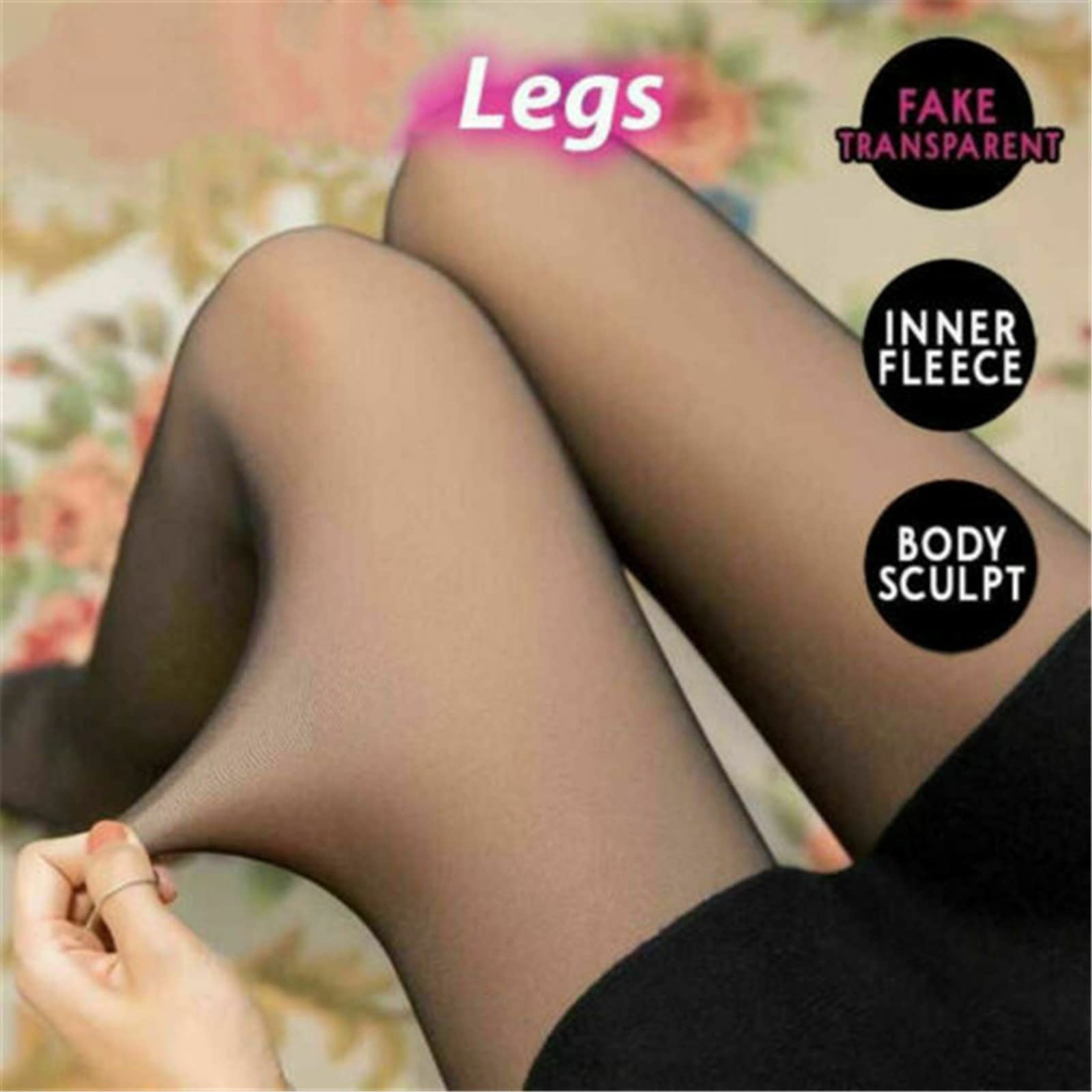 Nevera Women 2PCS High Waist Fleece Lined Leggings - Thin Skin Tone Foot Socks, Nudie Tights for Winter Warmth, Yoga, Workout & Daily Wear