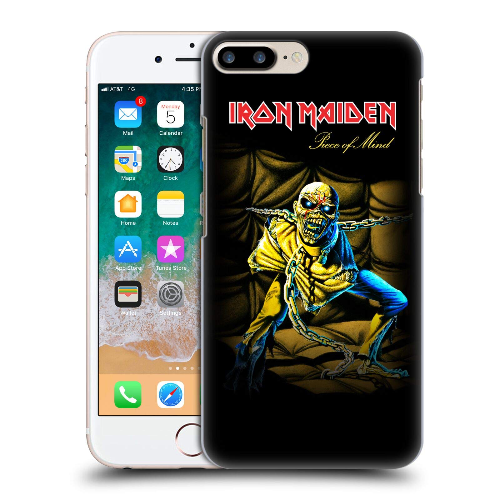 Officially Licensed Iron Maiden Piece of Mind Album Cover Hard Case for iPhone 7 Plus/iPhone 8 Plus - Durable Protection with Vintage Music Design - Perfect for Rock Fans & Concert Goers