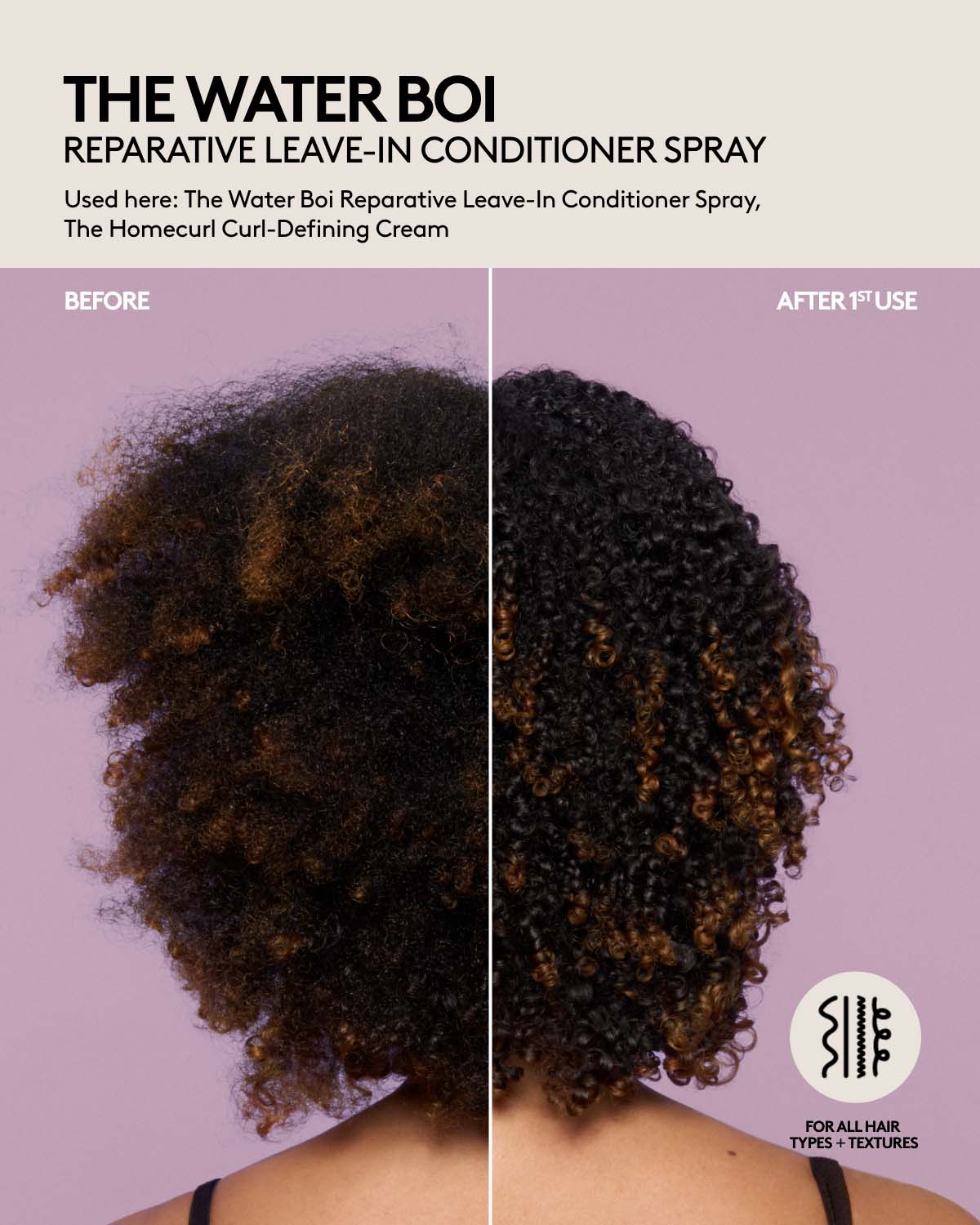 The Water Boi Reparative Leave-In Detangling Conditioner Spray - Hydrating Hair Treatment for Dry, Damaged Hair - Perfect for Daily Use & Post-Workout Refreshment