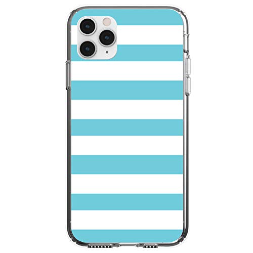 Blue & White Bold Horizontal Stripes On Clear Case