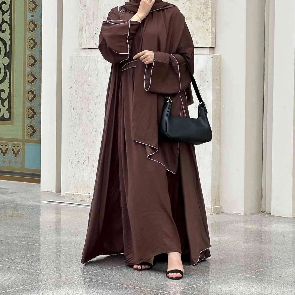 Stylish Cotton Linen Cardigan Open Abaya Dress for Women - Perfect for Prayer, Modest Fashion & Everyday Wear