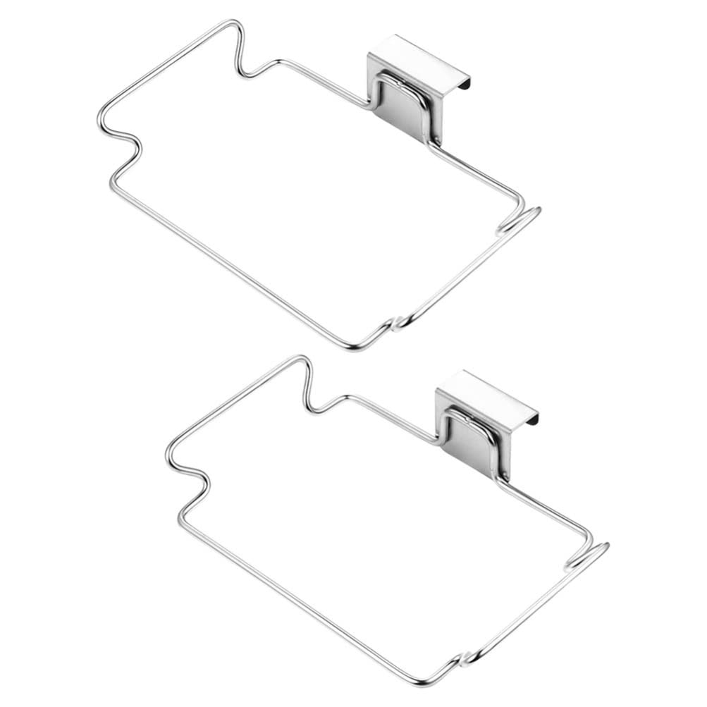 Zerodeko 2-Pack Stainless Steel Hanging Trash Bag Holder - Space-Saving Cabinet Hook for Kitchen, Bathroom & Pantry Organization - Perfect for Grocery Bags, Towels & Household Storage