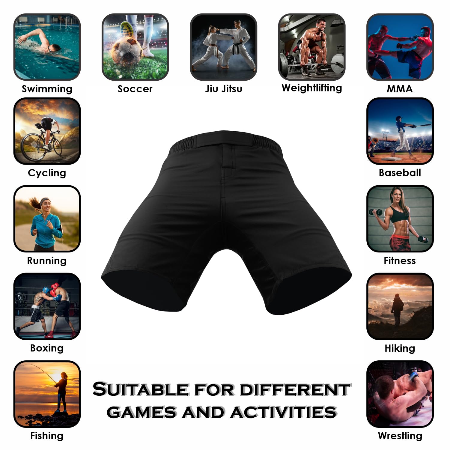 ROAR-INT Kids MMA Shorts - Breathable BJJ Grappling Shorts for Boys & Girls, Kickboxing Muay Thai Boxing Training Gym Workout Shorts - Perfect for Martial Arts Classes & Competition