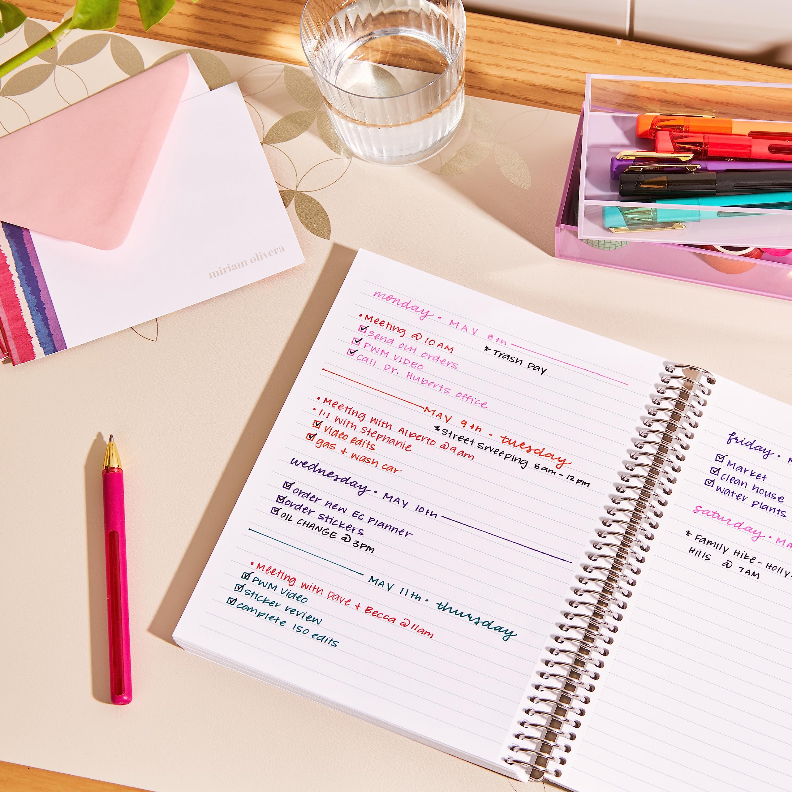 Erin Condren 6-Pack Vibrant Gel Pens - Gem Tones Collection (Red, Fuchsia, Orange, Purple, Aquamarine, Black) - Smooth Writing & Coloring Pens for Journals, Planners, Bullet Notebooks, Adult Coloring Books & Creative Projects