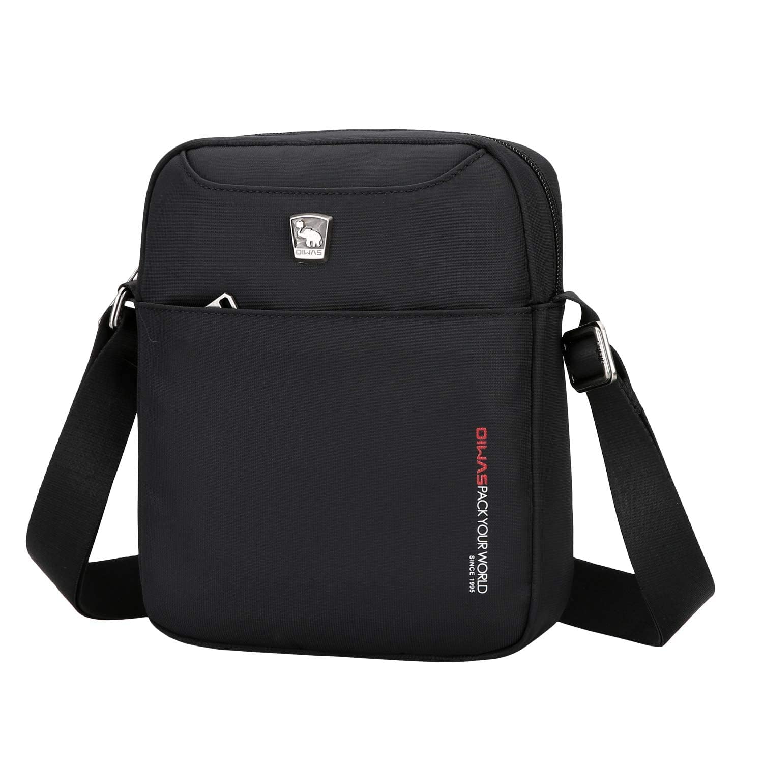 OIWAS Men's Travel Shoulder Bag - Waterproof Crossbody Phone Bag with Long Strap, Wallet Pouch, Holds 7.9 Inch Tablet (iPad/Kindle) - Black | Perfect for Commuting, Business Trips & Outdoor Adventures