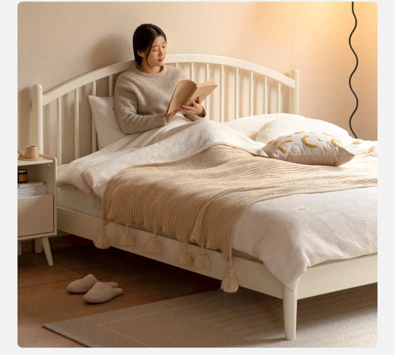 Solid Wood Bed Frame - Beech or Poplar - Queen/King Size - Modern & Sturdy Design for Bedroom, Guest Room, or Dorm - Free Shipping & Easy Assembly
