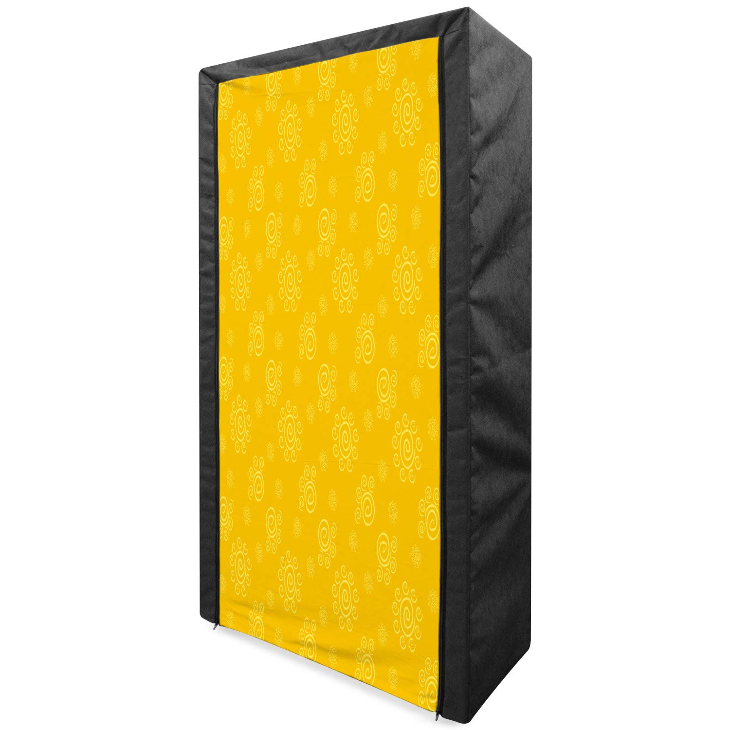 Ambesonne Yellow Portable Fabric Wardrobe with Sun Solar Hand-Drawn Pattern | Spiral Spot Design for Hot Summer Days | 33.5