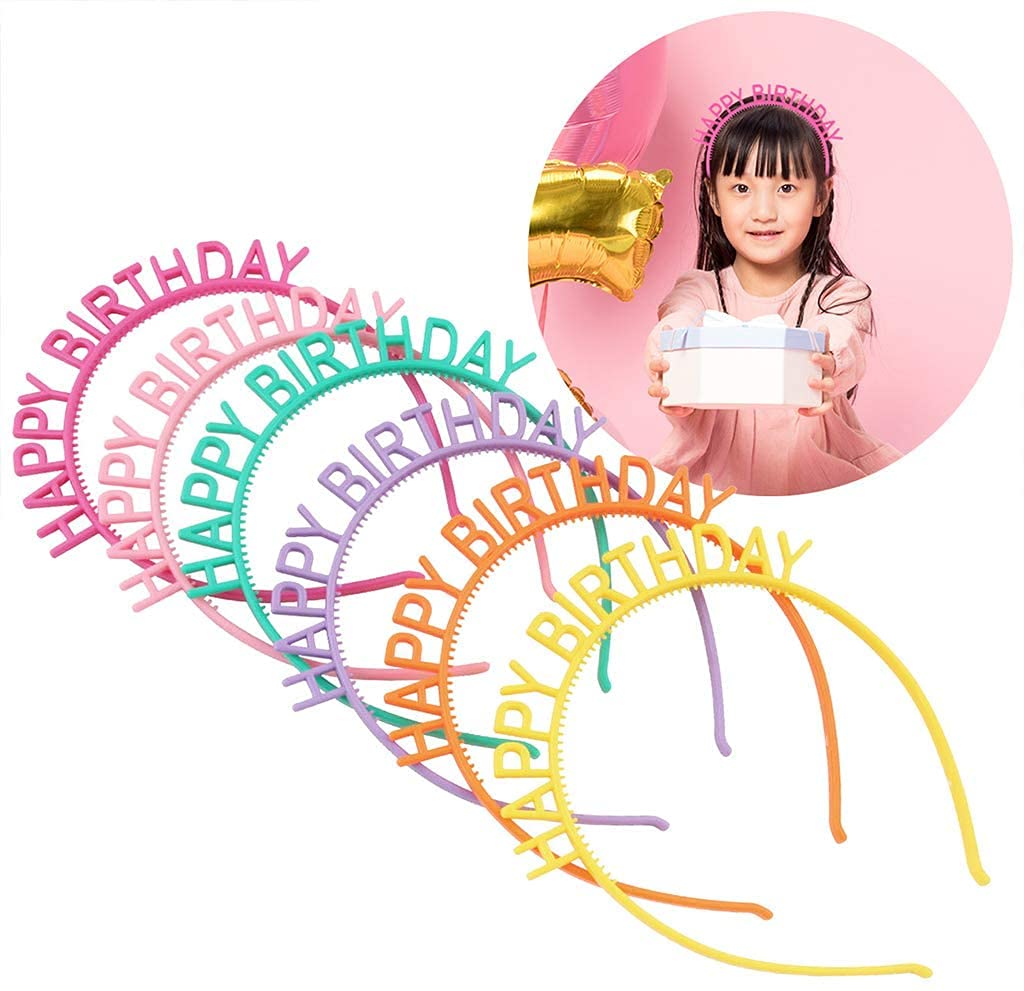 Happy Birthday Hair Hoop for Girls - Orange Plastic Party Headband with Teeth - Pack of 1 - Perfect for Birthday Parties, Costumes & Celebrations