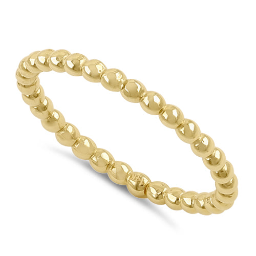 14K Yellow Gold Stackable Bead Ring for Women - Dainty Minimalist Jewelry - Perfect for Layering, Everyday Wear & Gift Giving