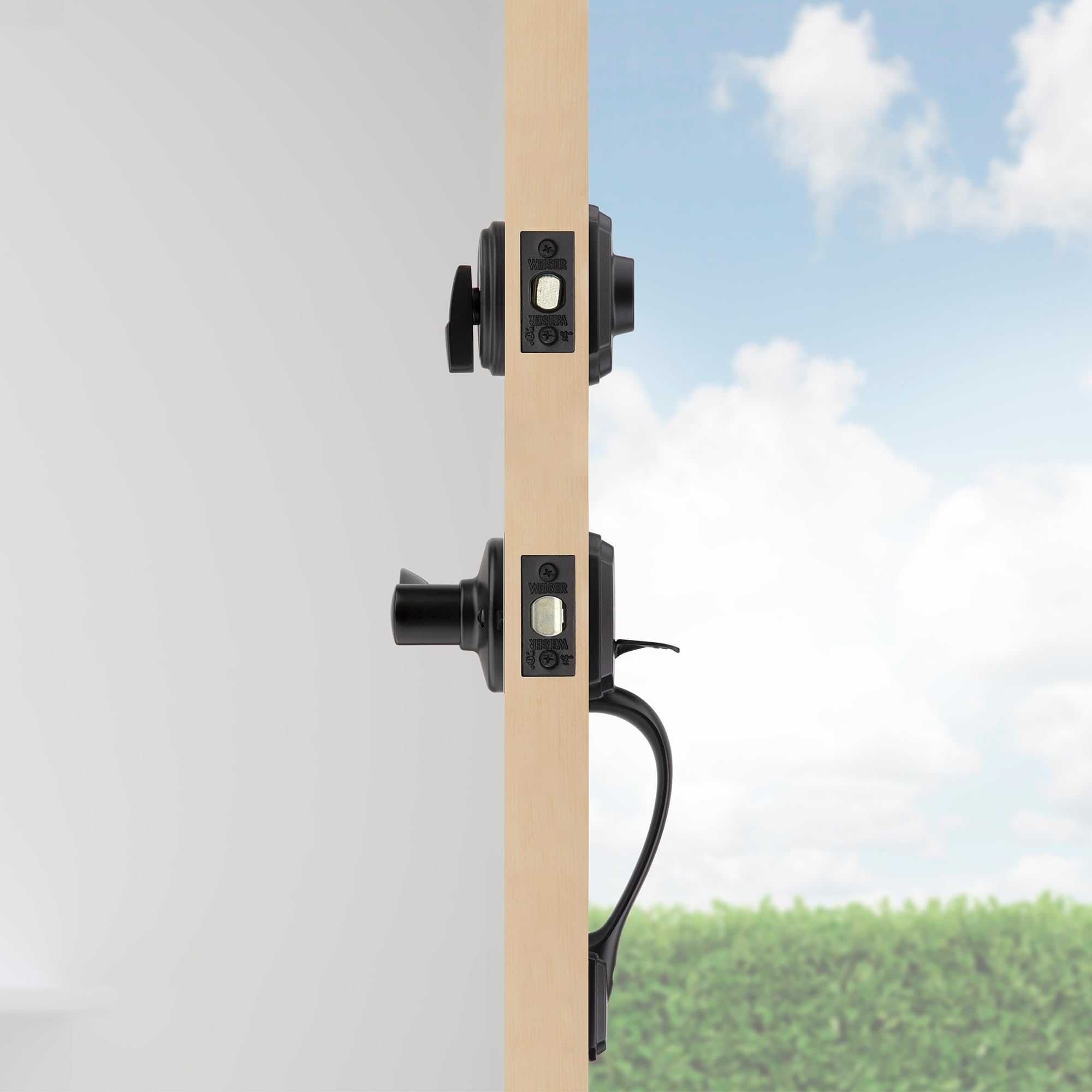 **Weiser Matte Black Front Door Lock & Handle Set with Reversible Belmont Interior Handle – Secure Deadbolt for Home Entry Doors | Perfect for Houses, Apartments & Offices**