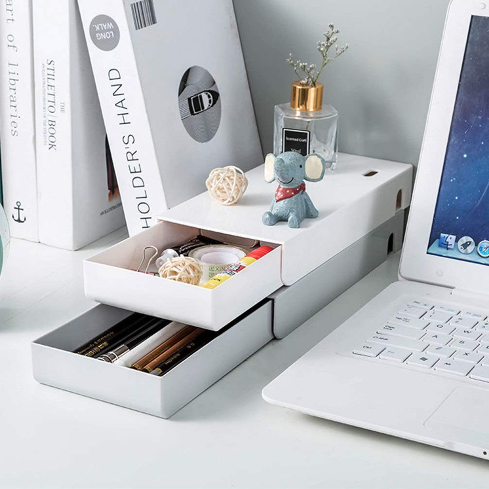 Zerodeko 2-Pack Plastic Desktop Drawers - Under Desk Storage Organizer for Cosmetics, Stationery, Jewelry & Office Supplies | Multi-Functional Household & Workspace Organization Solution
