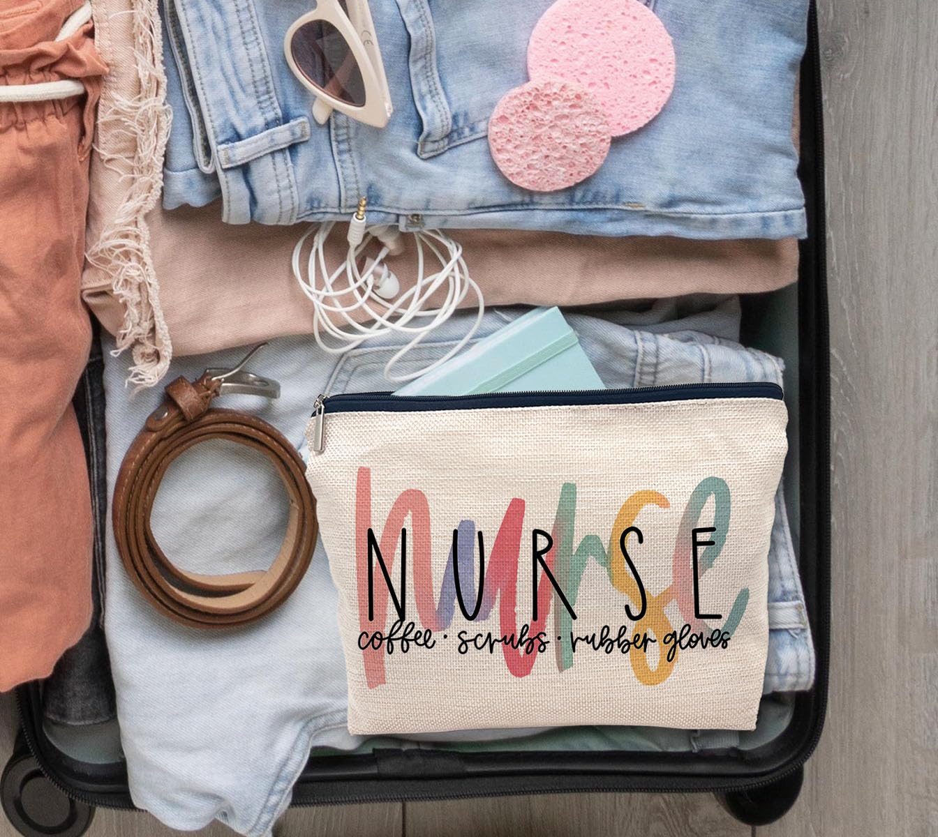 Nurse Makeup Bag for Women - Large Travel Cosmetic Organizer with Zipper, Perfect Toiletry Pouch for Nurses & Healthcare Workers | Great Nurse Appreciation Gift for Work, Hospital & Travel Use