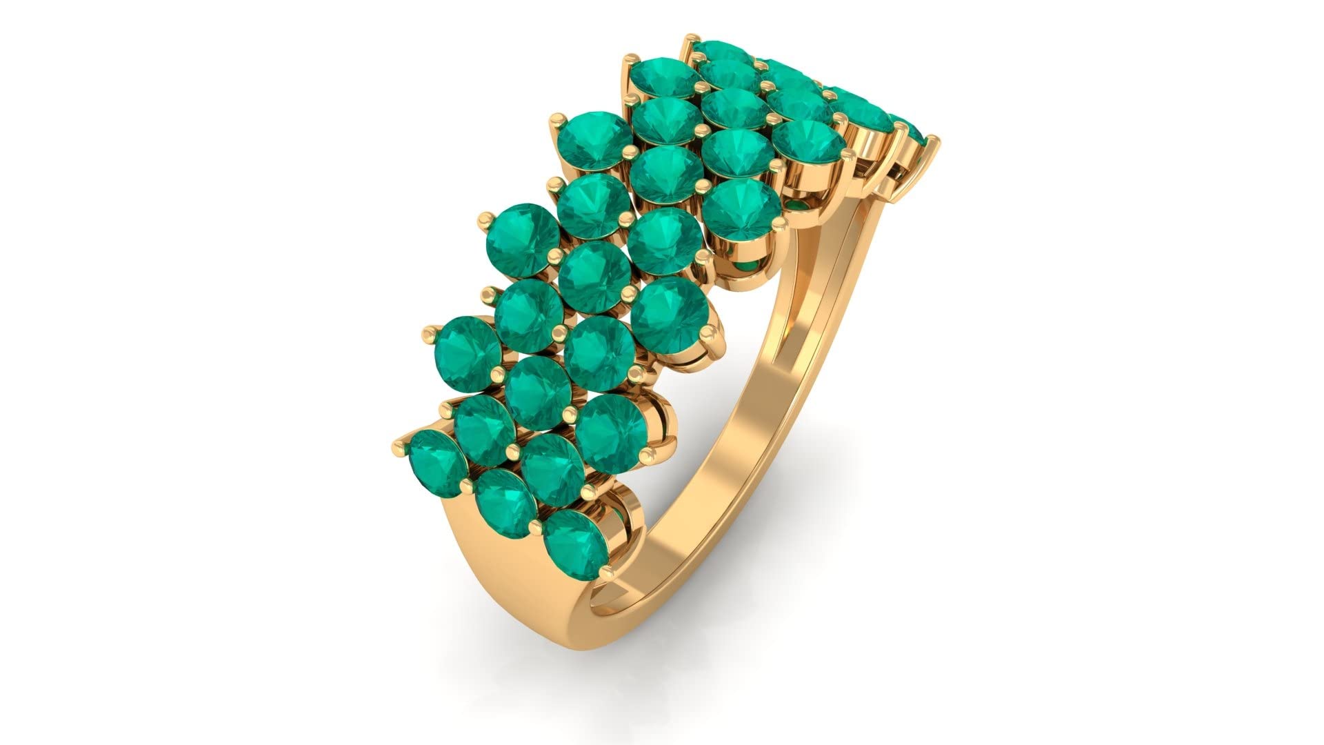 2.25 CT Natural Emerald Cluster Ring for Women - 14K Solid Gold May Birthstone Jewelry - Round Shape Emerald Cluster Ring for Gifts, Anniversaries & Special Occasions