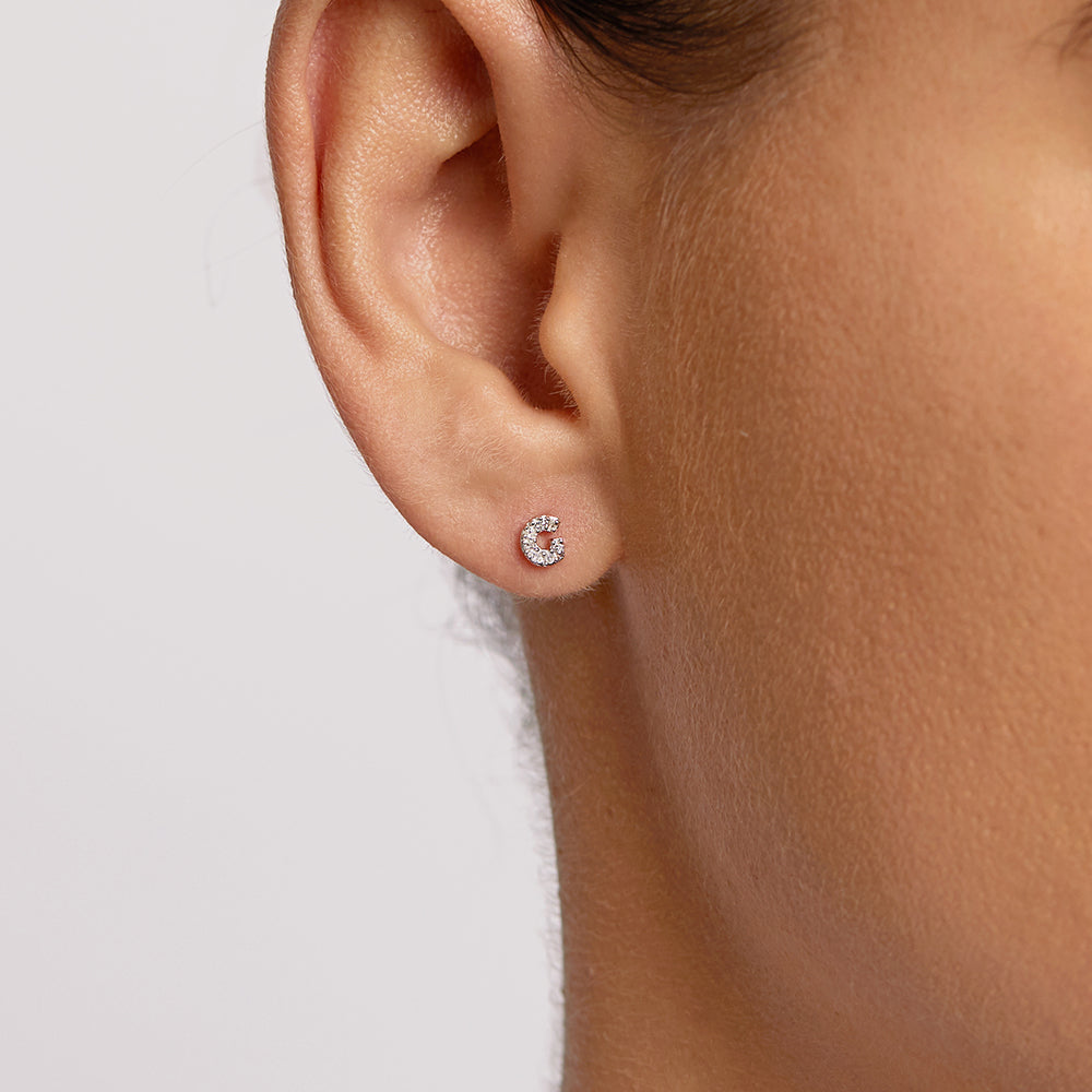 10k Gold Diamond Letter G Single Stud Earring - Elegant Initial Jewelry for Women, Perfect for Gifts, Birthdays & Everyday Wear