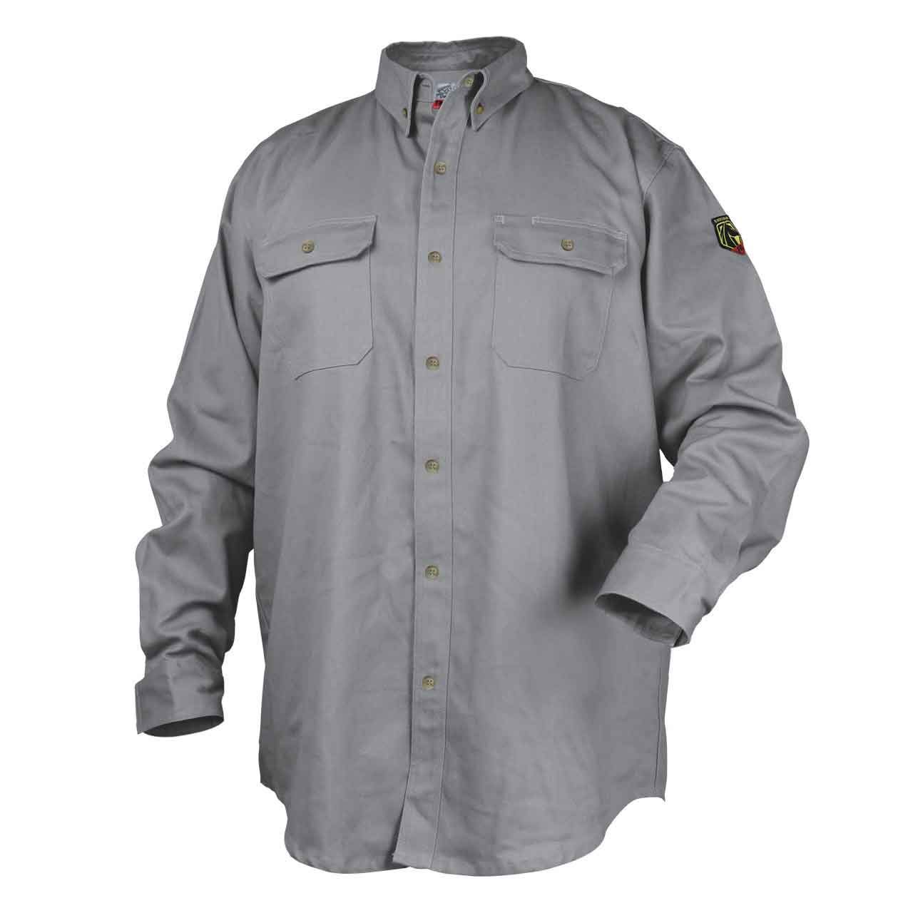 Black Stallion WF2110-GY FR Cotton Work Shirt - NFPA 2112 Arc Rated, Gray - Ideal for Electricians and Industrial Safety