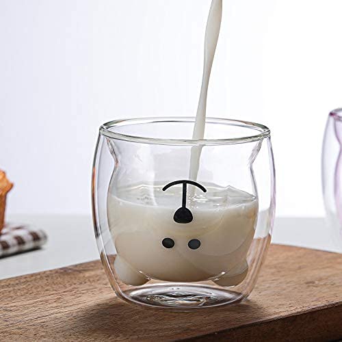 Kawaii Bear Transparent Mug - Cute Aesthetic Glass Cup for Milk, Juice & Coffee - Perfect Gift for Tea Lovers & Anime Fans - 1 Pack (12oz) - Ideal for Home, Office & Gifts