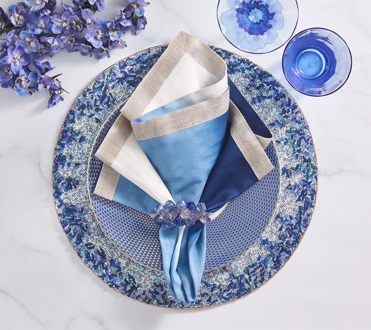 Premium Navy & Blue Lagoon Placemat Set of 4 - Waterproof & Heat-Resistant Dining Table Mats for Home, Kitchen, and Outdoor Entertaining