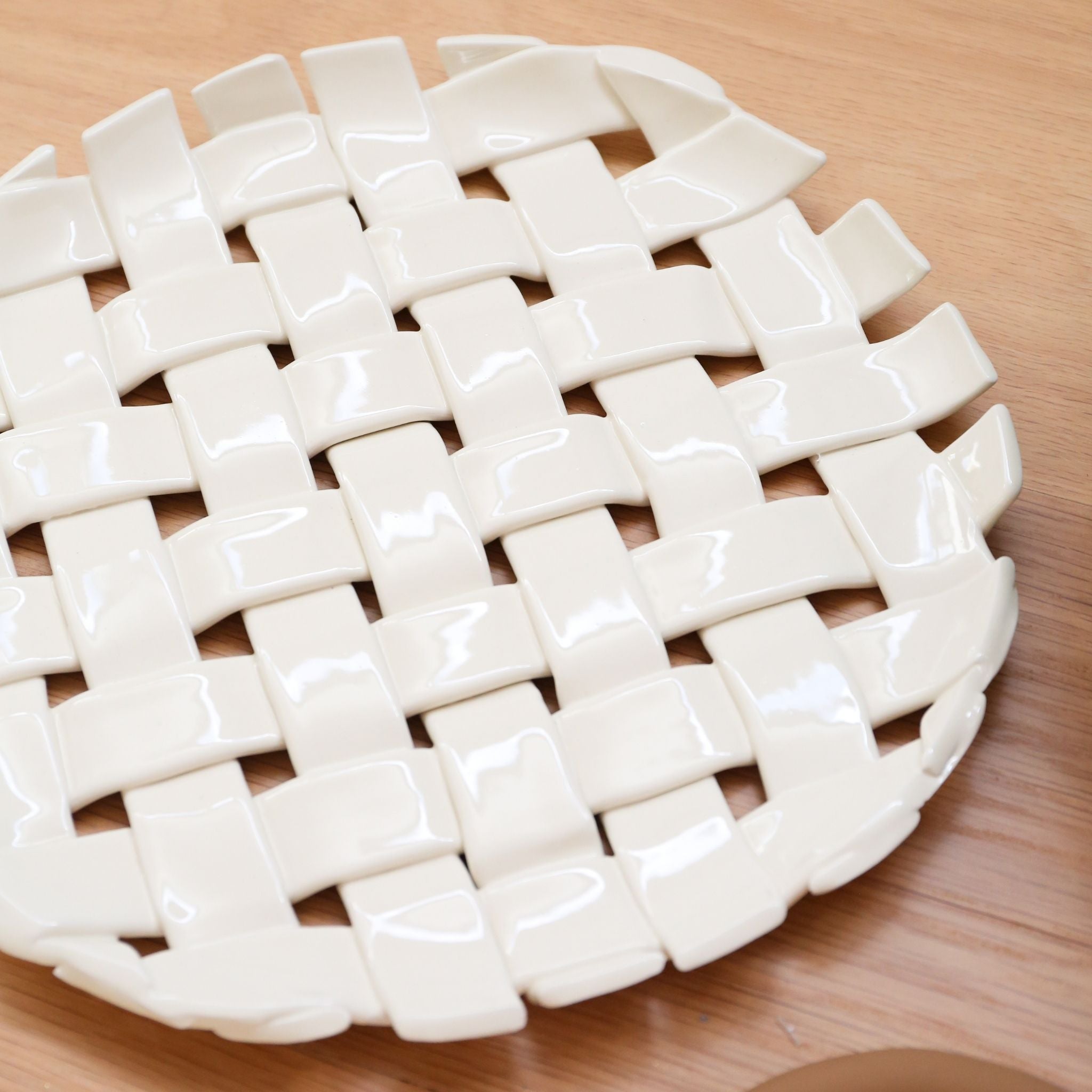 FERM LIVING Plait Platter - Handwoven Rattan Serving Tray | Off White | Perfect for Breakfast in Bed, Coffee Table Decor & Boho Home Accessories