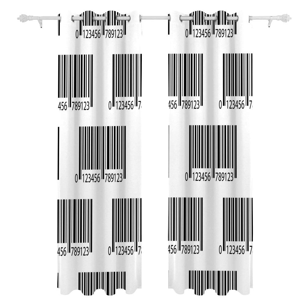 Kuizee Blackout Curtains 84x55 Inch - Sun Blocking Thermal Insulated Grommet Top Window Drapes with Fun Barcode Technology Design for Living Room & Bedroom, 2 Panels - Perfect for Home Theater, Night Shift Workers & Light Sleepers