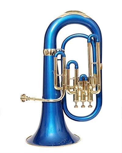 Professional Brass Bb Euphonium 3 Valve - Blue Lacquer Finish Musical Instrument for Beginners & Students | Perfect for Marching Bands, School Performances & Gift Giving