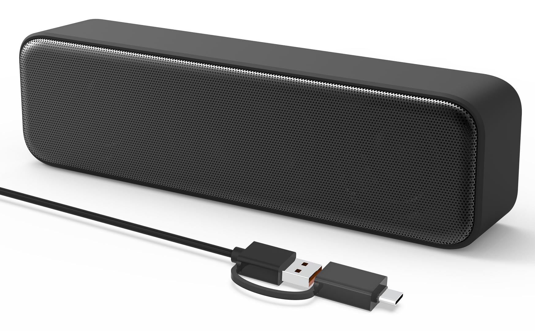 High-Quality Computer Speakers for Desktop PC & Laptop, Mini USB Soundbar with Loud Sound & Deep Bass, Wired USB Plug-in, Wide Compatibility, Built-in USB-C to USB Adapter – Perfect for Gaming, Movies, and Music