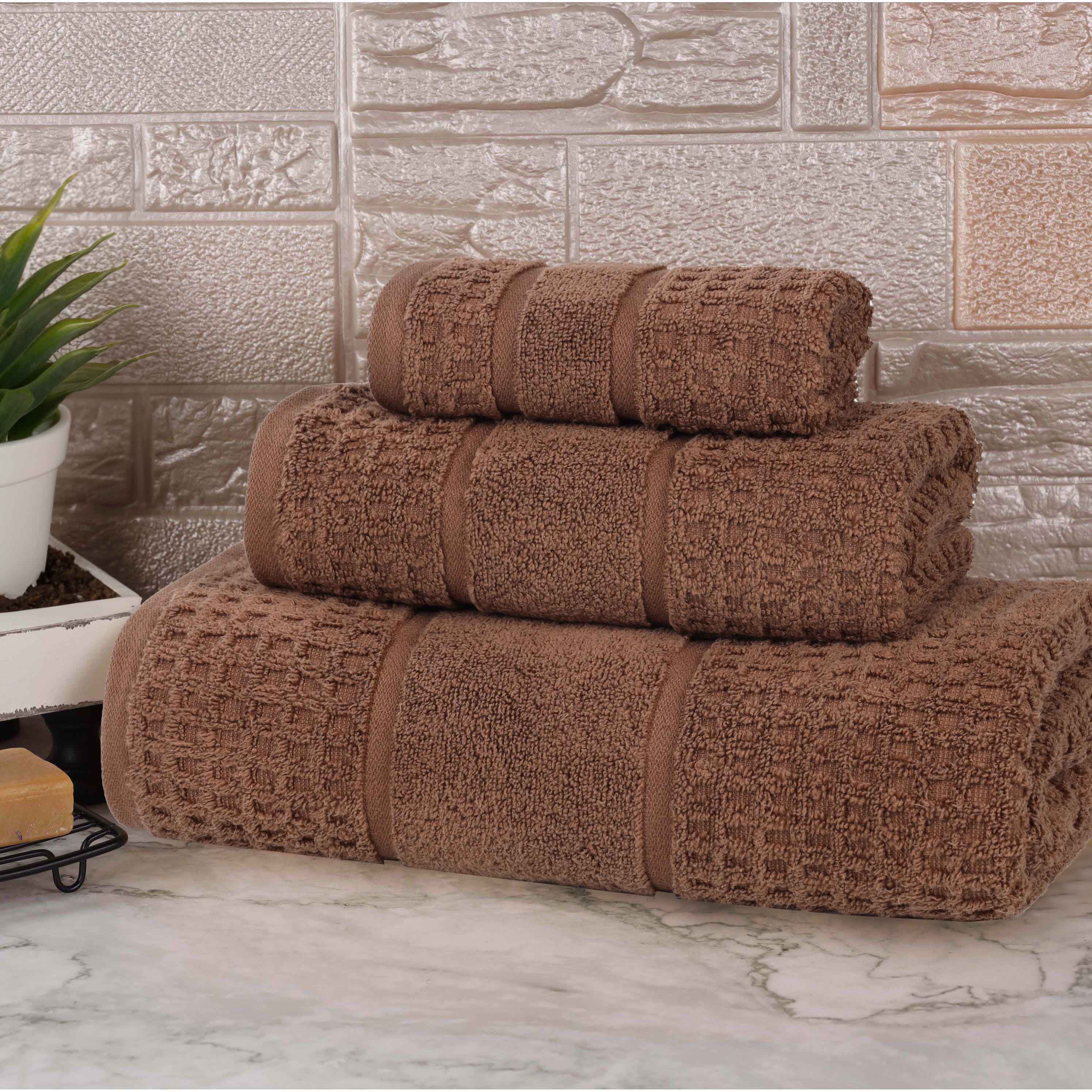 Premium Zero Twist Cotton Waffle Honeycomb Bath Towel Set - Ultra Soft & Highly Absorbent 3-Piece Towel Collection for Spa, Bathroom & Luxury Home Use