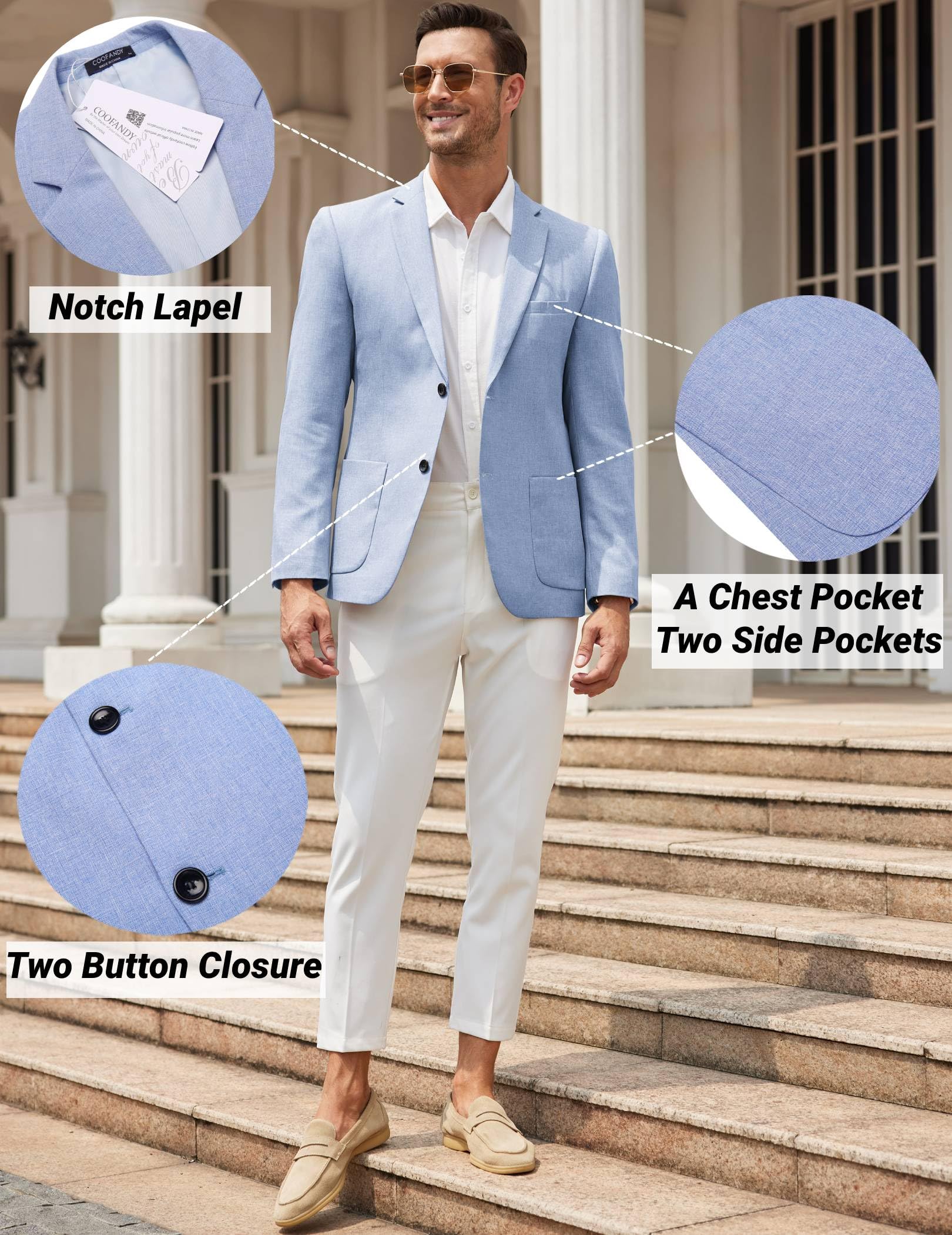 COOFANDY Men's Lightweight Casual Blazer Sport Coat - Slim Fit Two Button Business Suit Jacket for Office, Wedding & Formal Events | Breathable & Comfortable Work Attire
