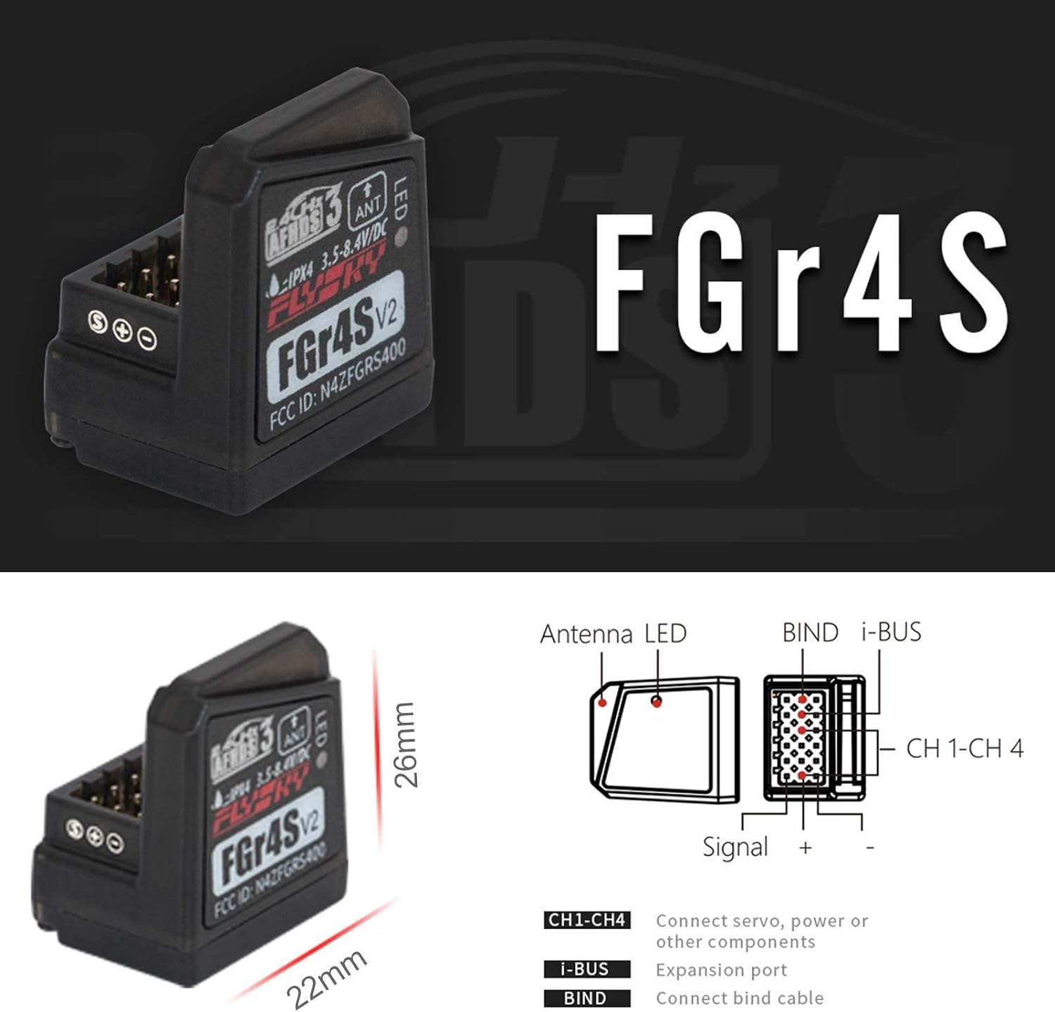 Flysky Noble NB4+ 2.4GHz 8CH Radio Transmitter with FGr4S V2 Receiver - 3.5