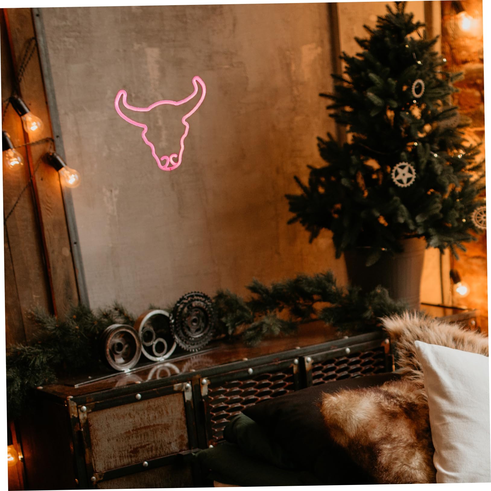 ETHZZLE Cow Head Neon Light - LED Wall Decor for Home, Party & Room Aesthetic - Unique Gift for Housewarming, Birthday & Bar Decor
