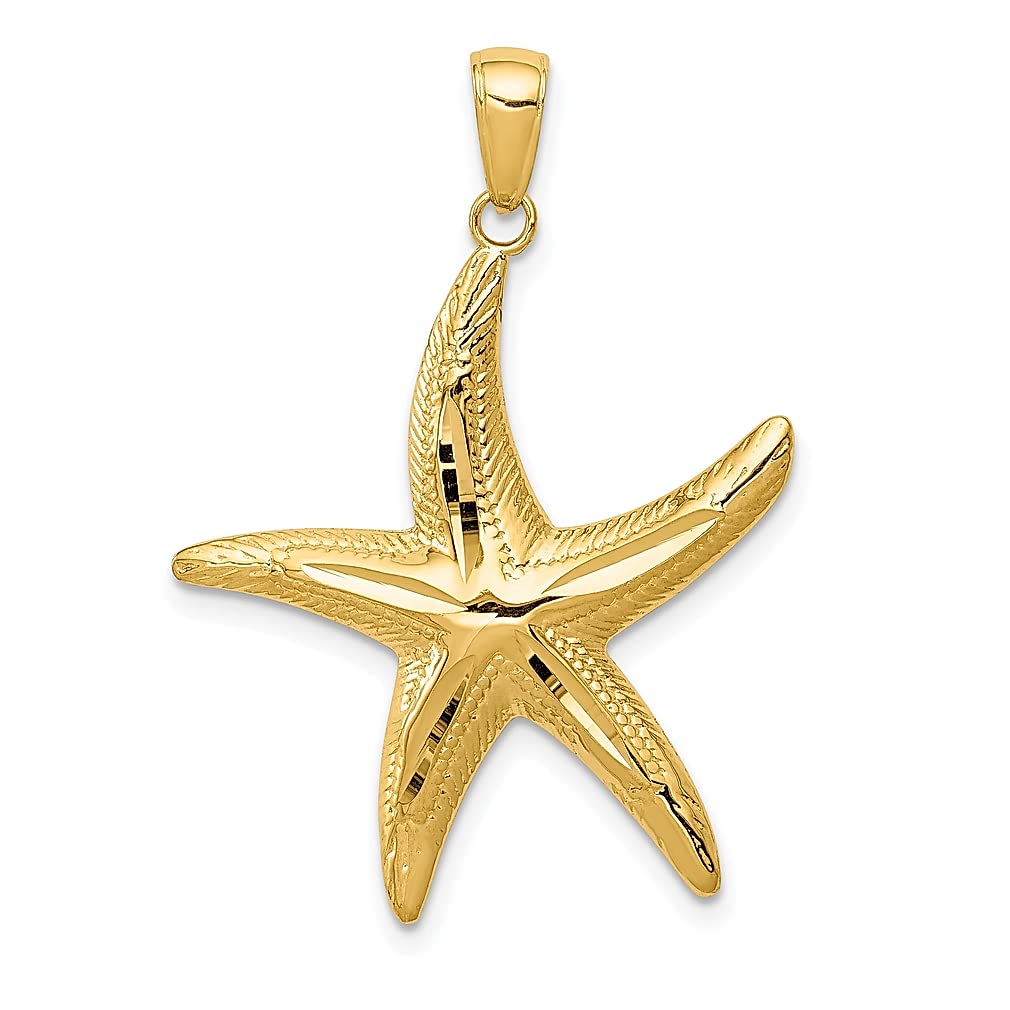 14K Yellow Gold Starfish Pendant Necklace - Dainty Sea Life Charm Jewelry for Women | Perfect Birthday, Anniversary & Mother's Day Gift | Beach Vacation & Summer Style Accessory