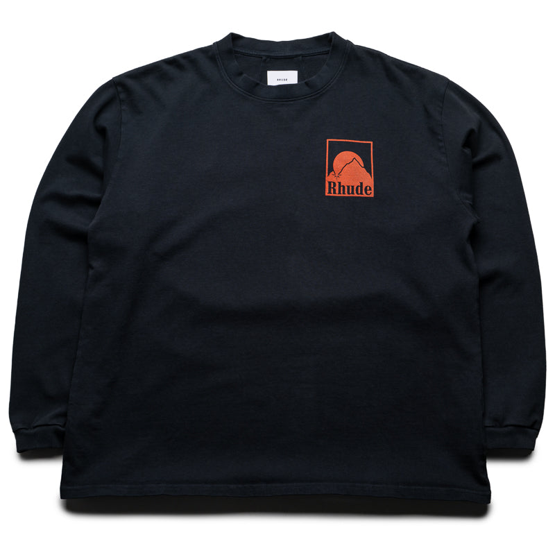 Rhude Moonlight Badge Long Sleeve Vintage Black T-Shirt - Stylish Streetwear for Men, Perfect for Casual Outfits & Night Out