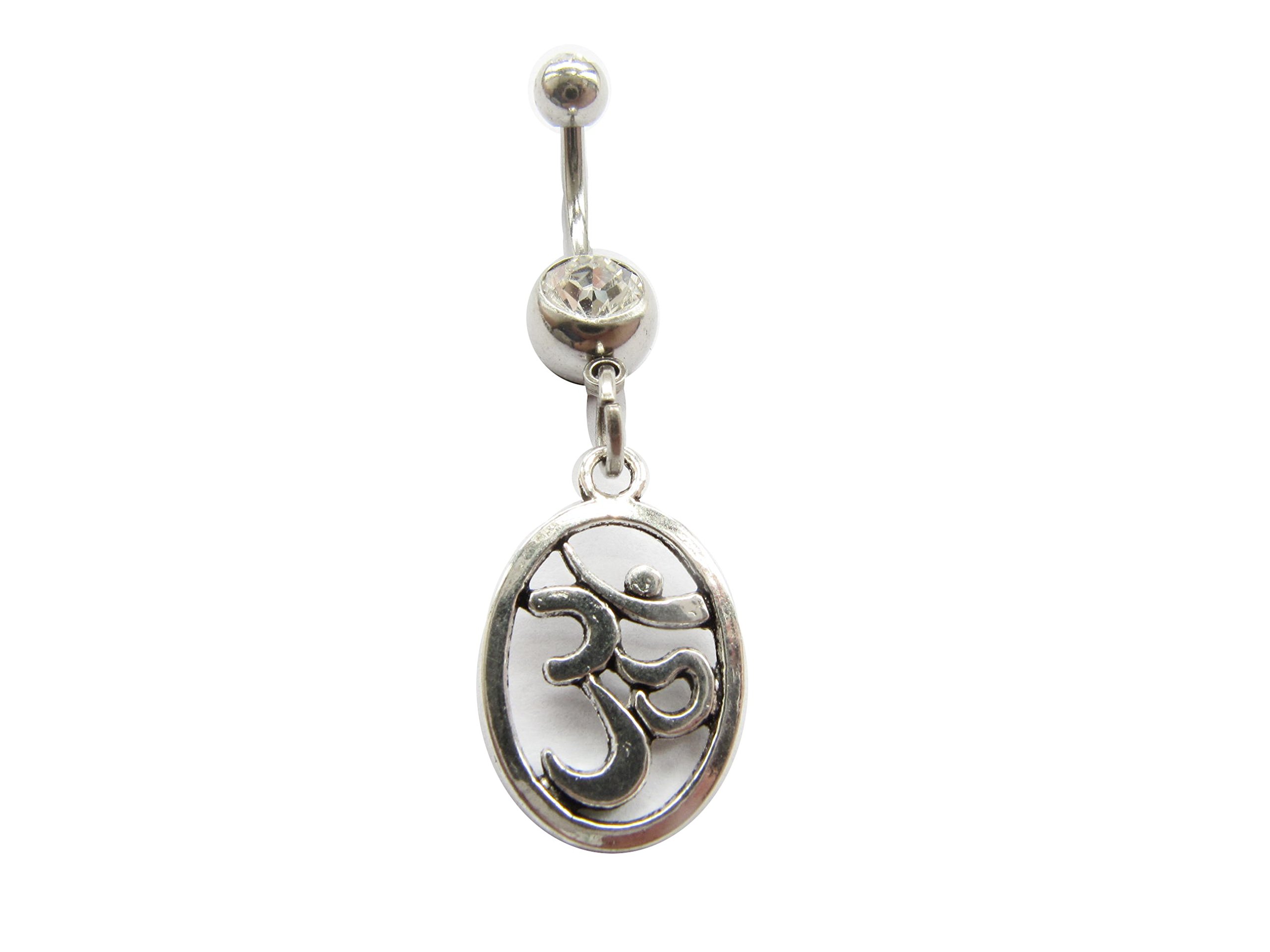 Om Yoga Belly Button Ring - Stainless Steel Navel Piercing Jewelry for Women - Perfect for Yoga, Beach & Festival Outfits