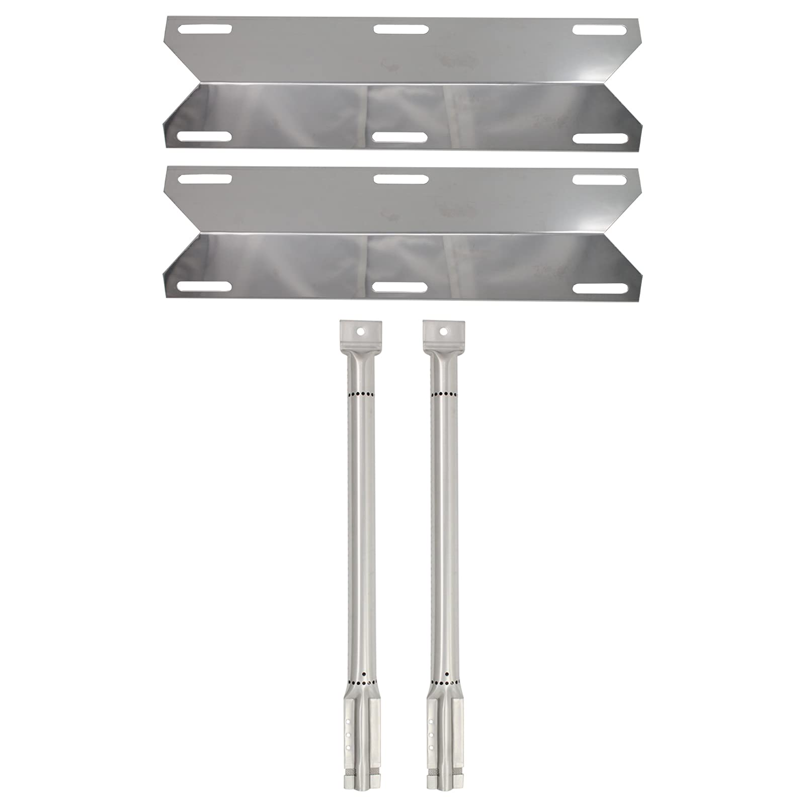 2-Pack Stainless Steel BBQ Gas Grill Tube Burner & Heat Shield Plate Replacement Set - Compatible with Charmglow 720-0396 Grill, Includes Burner Pipe & Flame Tamer for Even Heat Distribution - Perfect for Backyard Grilling, Camping, and Outdoor Barbecue Parties