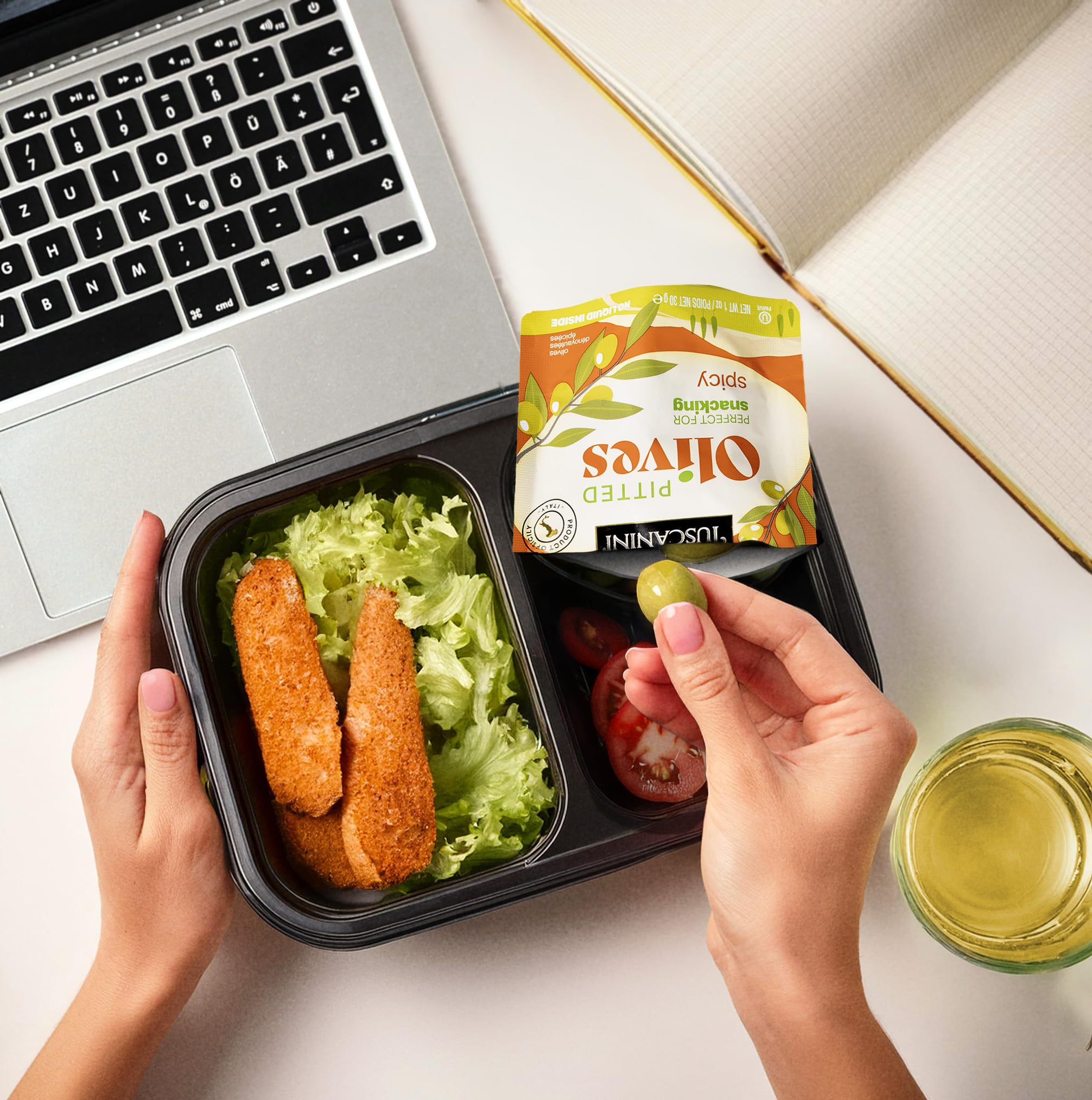 Tuscanini Italian Spicy Pitted Olives Snack, 10 Pack (1 oz Each) | Gluten Free, Vegan & Keto Friendly | Perfect for Salads, Charcuterie Boards & Mediterranean Dishes | Great On-The-Go Snack for Travel, Picnics, Office & School Lunches