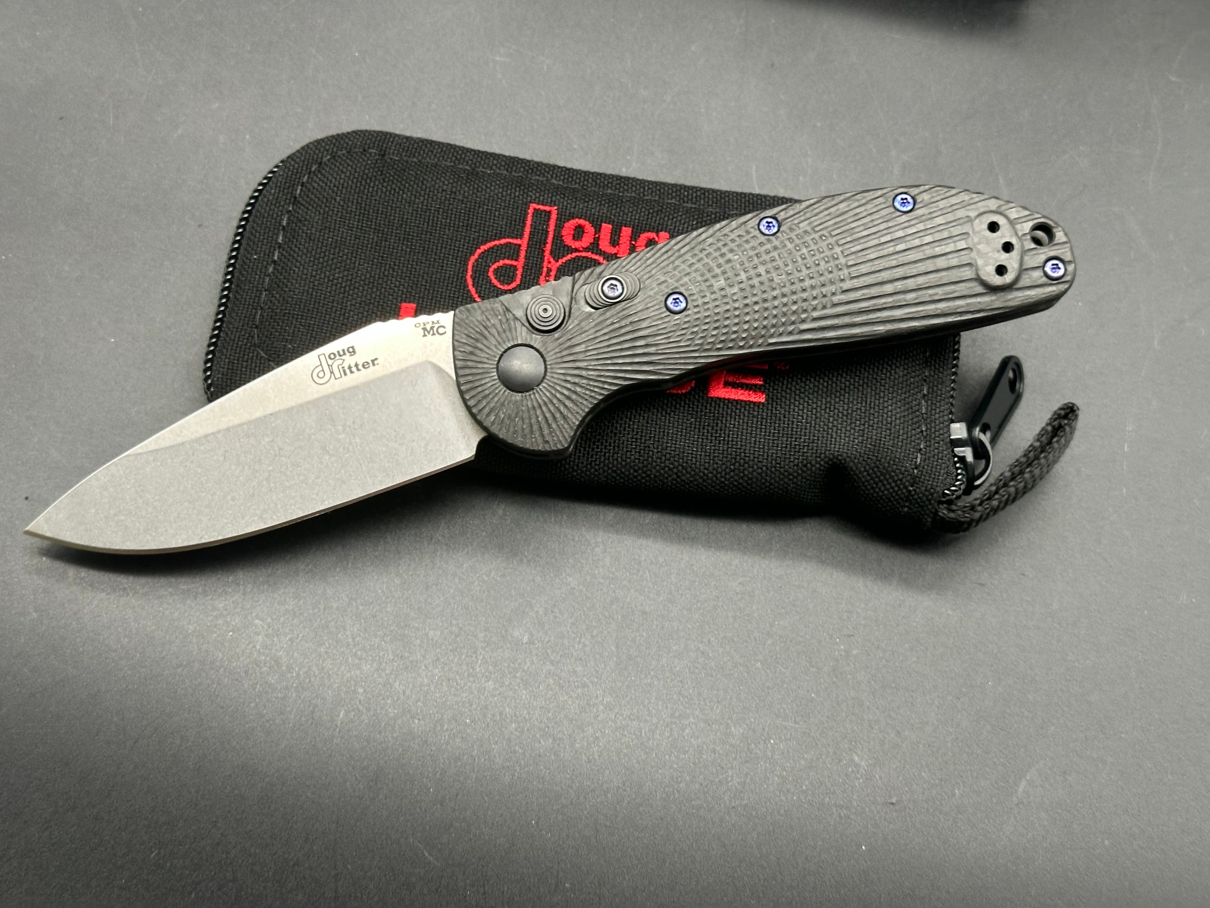 Doug Ritter Auto RSK Knifeworks Exclusive Limited Edition Carbon Fiber Stonewashed MagnaCut Pocket Knife - EDC, Outdoor Survival, Camping & Tactical Use