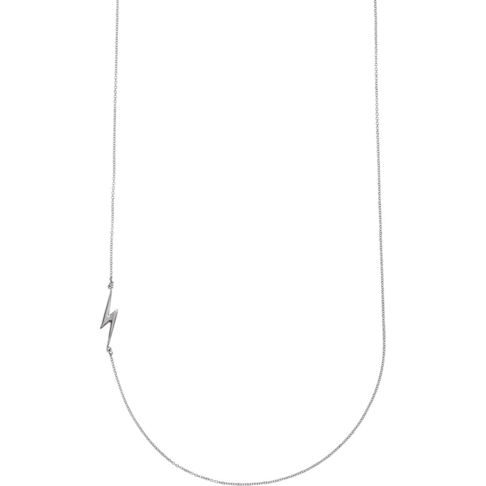 14K Gold, Sterling Silver or Platinum Lightning Bolt Pendant Necklace 16-18
