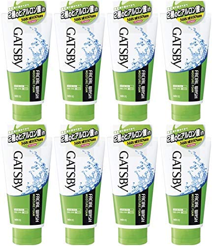 Gatsby Facial Wash Moisture Foam 130g (8-Pack) - Deep Cleansing & Hydrating Face Wash for Men - Perfect for Daily Skincare Routine & Travel