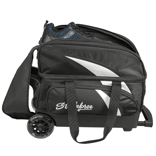 KR Strikeforce Cruiser Double Roller Bowling Bag - Black/White for Men & Women - Perfect for League Play, Tournaments & Travel