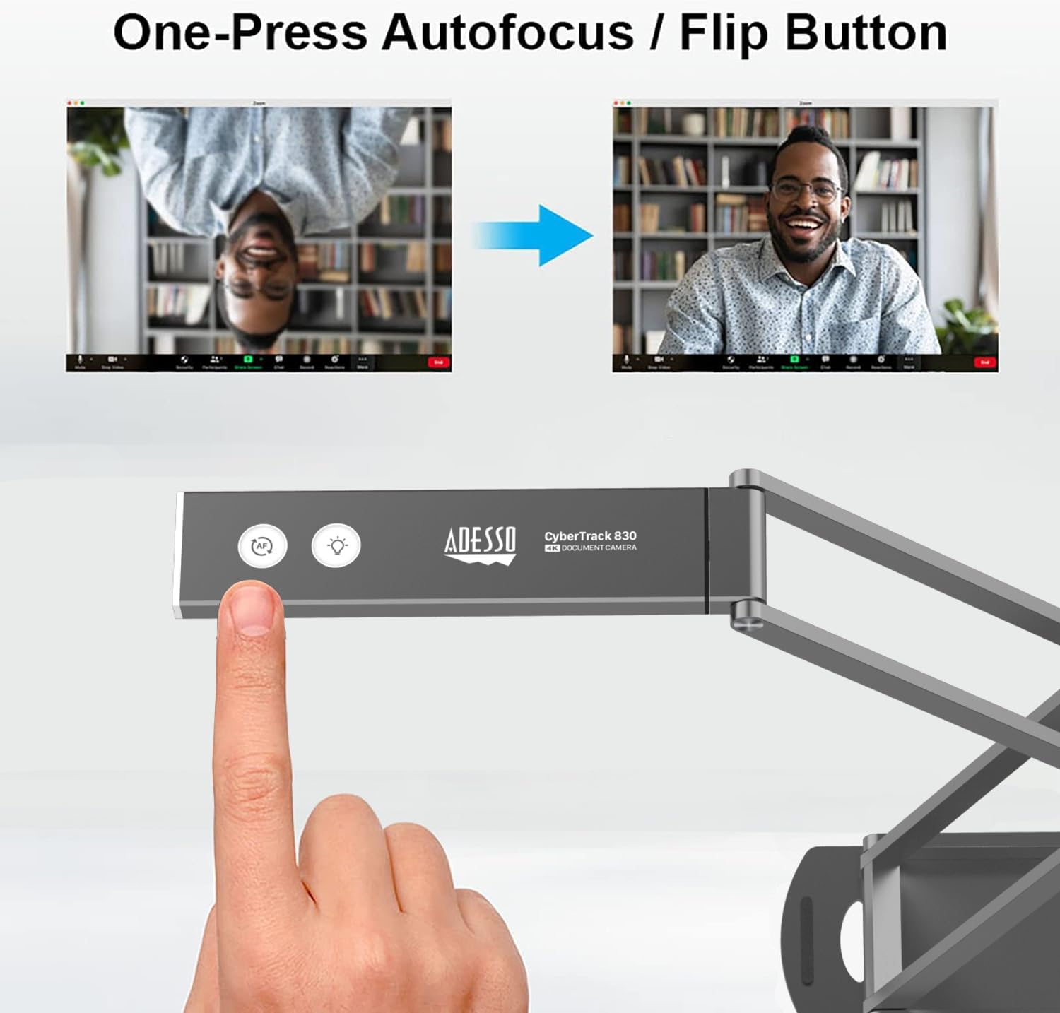 Adesso 4K Ultra HD 8MP USB Document Camera & Webcam with Built-in Mic, LED Light, Auto Focus - Perfect for Online Teaching, Video Conferencing, Remote Learning, Live Streaming & Home Office Setup