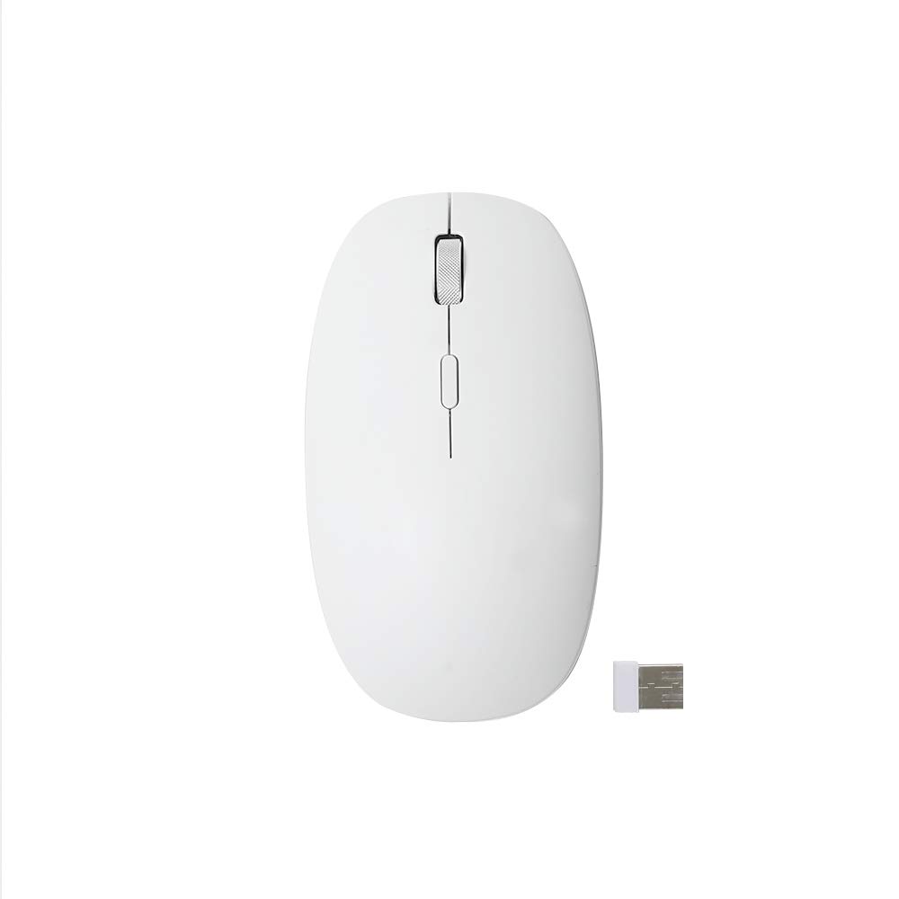 POUT H4 Qi Wireless Charging Rechargeable Mouse - Silent Ambidextrous Optical Mouse for Office & Home Use - Compatible with Wireless Chargers - Perfect for Desk Work, Gaming & Travel (White)
