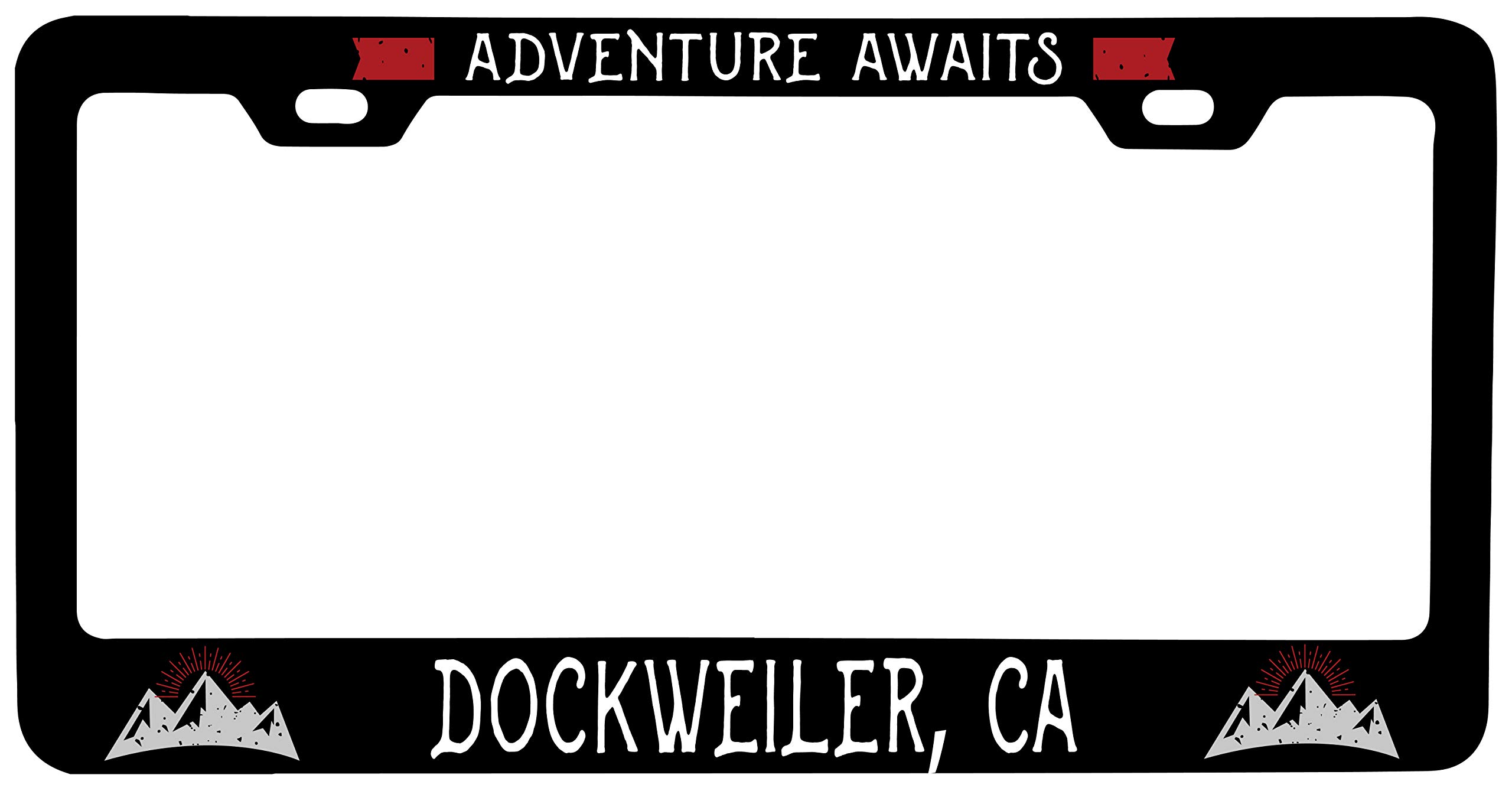 Custom Metal License Plate Frame for Cars - California Style with Dockweiler Design - Durable & Stylish Auto Accessory for Cars, Trucks, SUVs - Perfect for Personalization & Road Trips