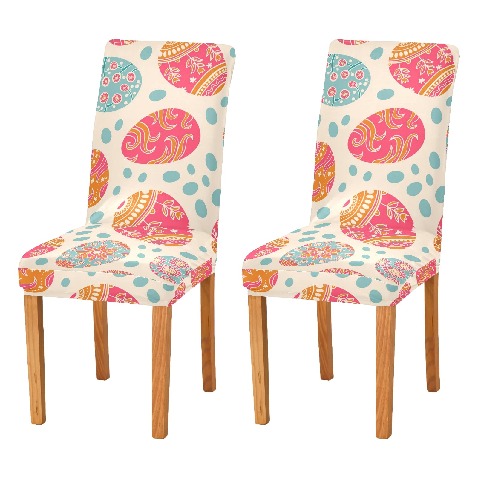 Xigua Stretch Spandex Chair Covers Set of 4 - Elastic Dining Room Chair Slipcovers for Easter Decor, Home & Office Use - Perfect for Holidays, Parties and Daily Protection