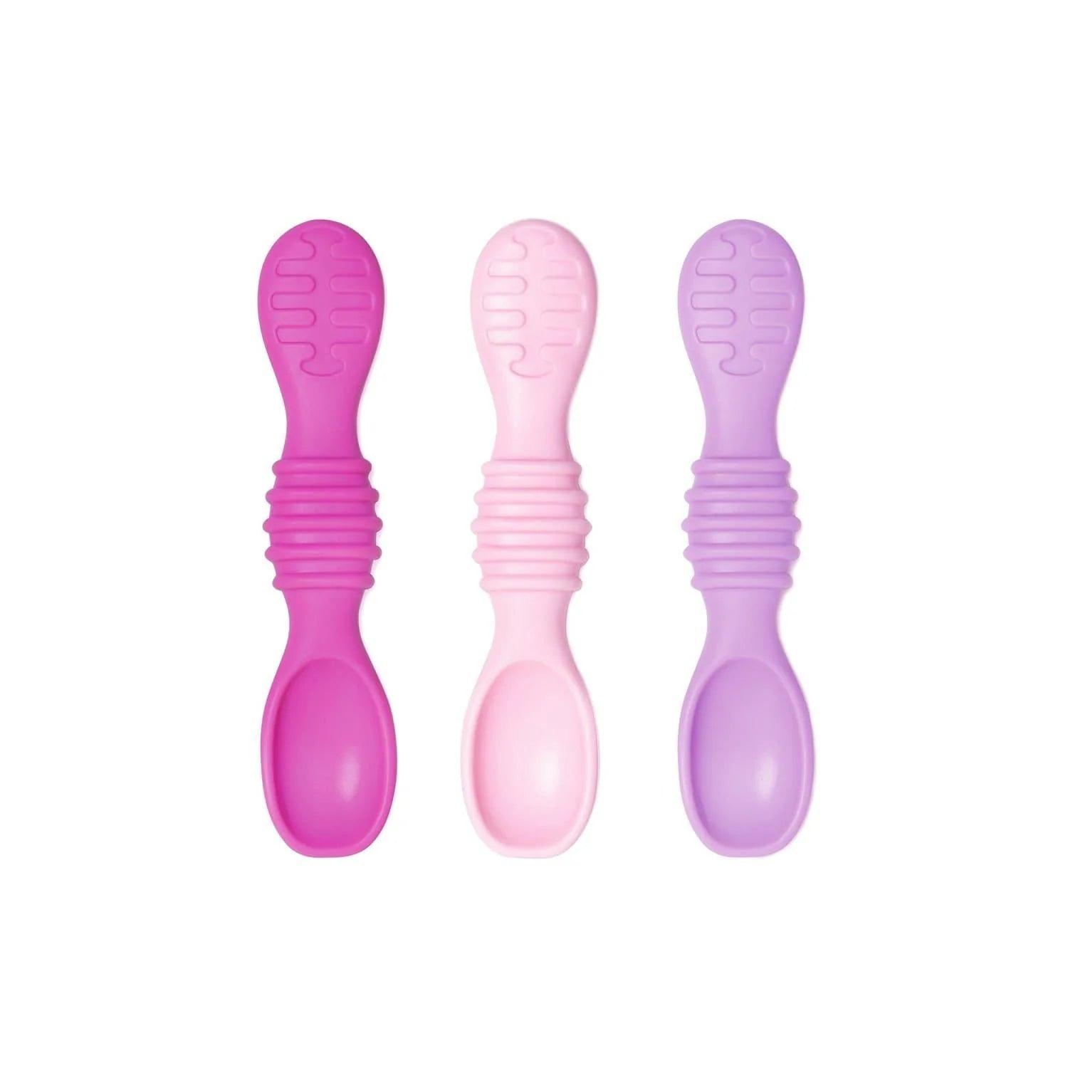 Bumkins Silicone Dipping Spoons Set of 3 - BPA-Free Baby Feeding Utensils for Purees, Yogurt & Snacks - Dishwasher Safe Toddler Spoon for Easy Cleaning